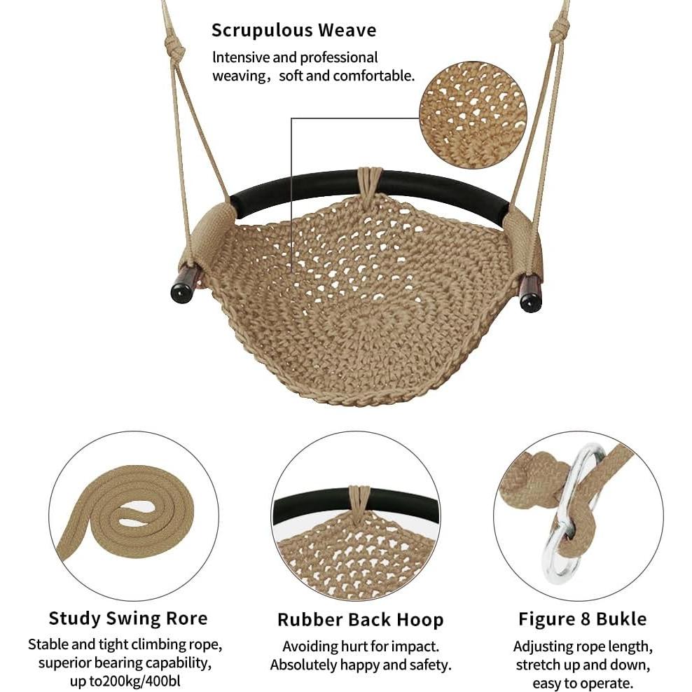 Columpio de Tejido a Mano ROPECUBE para Niños - Ajustable, Interior y Exterior