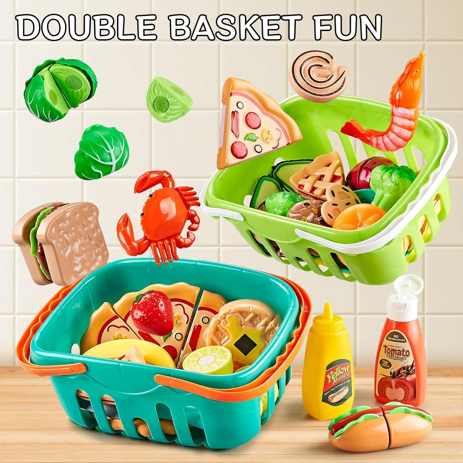 Set de Cocina Infantil 137pcs con Comida de Juguete Cortable