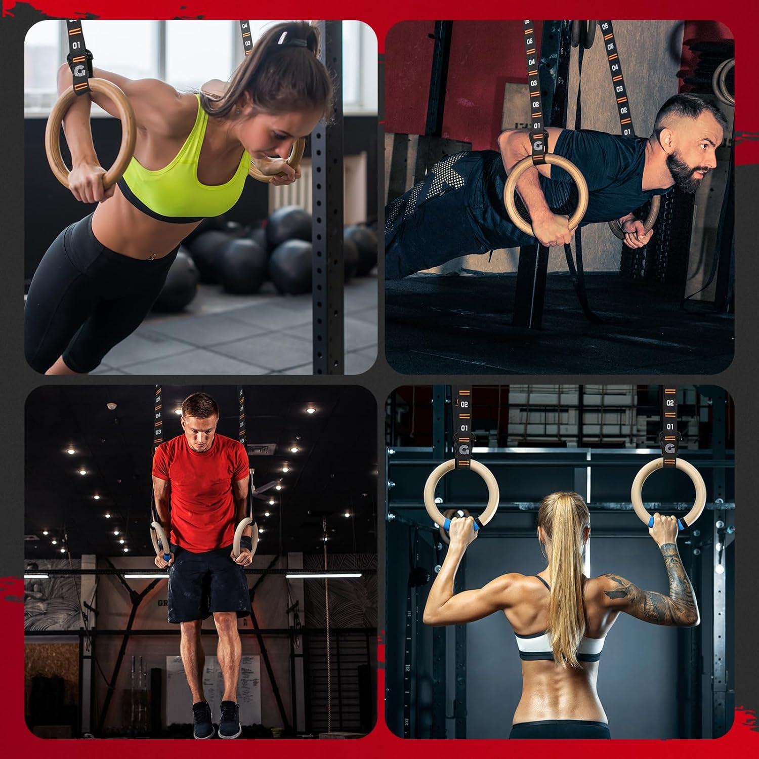 Anillos de Gimnasia de Madera Gonex con Correas Ajustables 2.65m