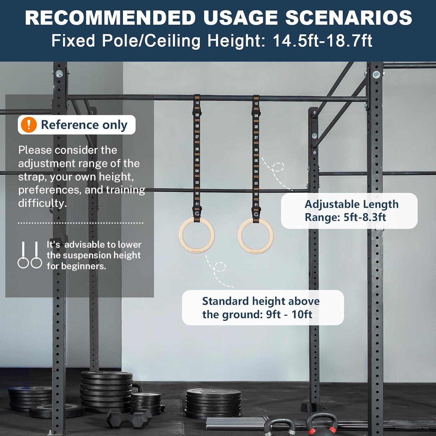 Anillos de Gimnasia de Madera Gonex con Correas Ajustables 2.65m