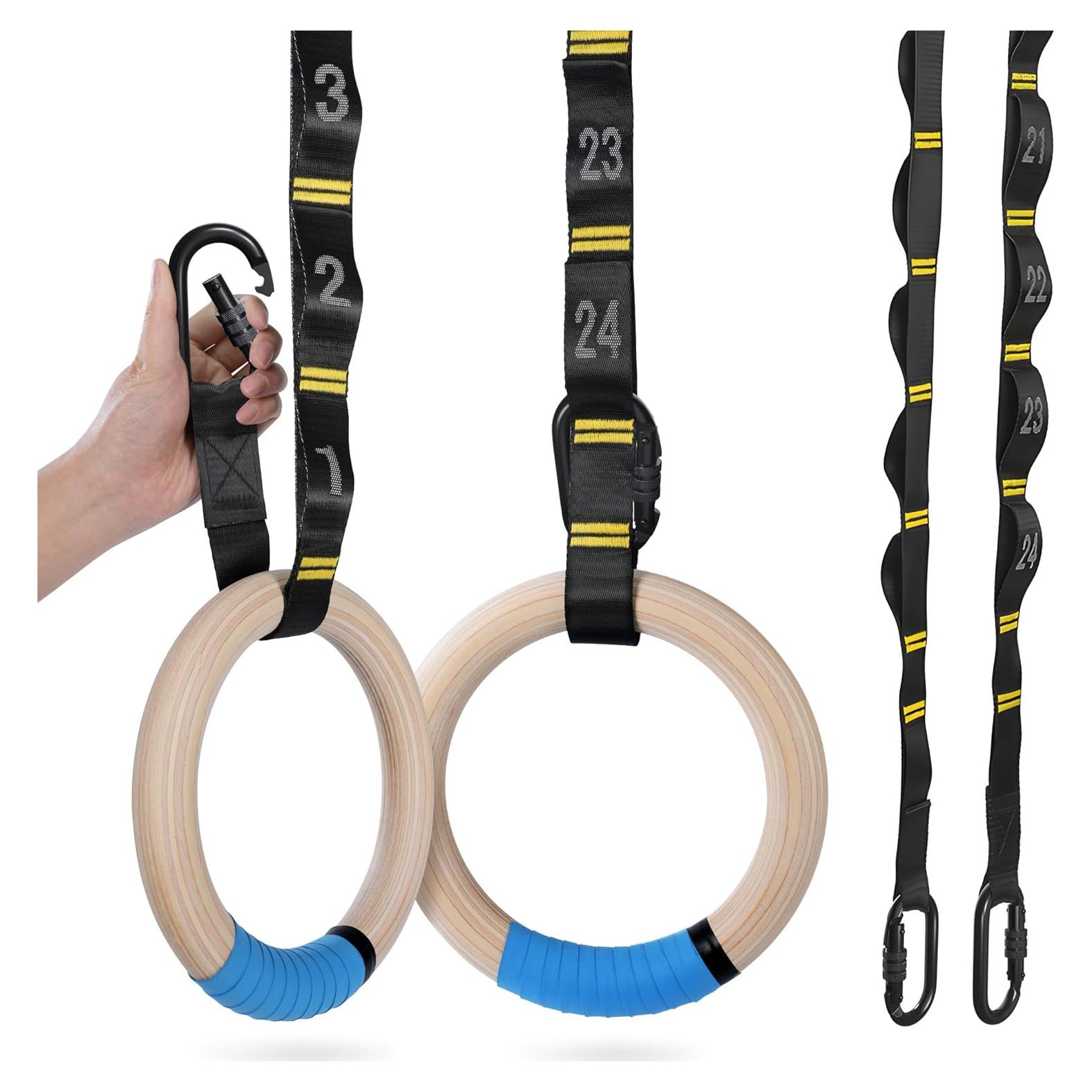 Anillas de Gimnasia de Madera PACEARTH 32mm 680kg con Cadenas