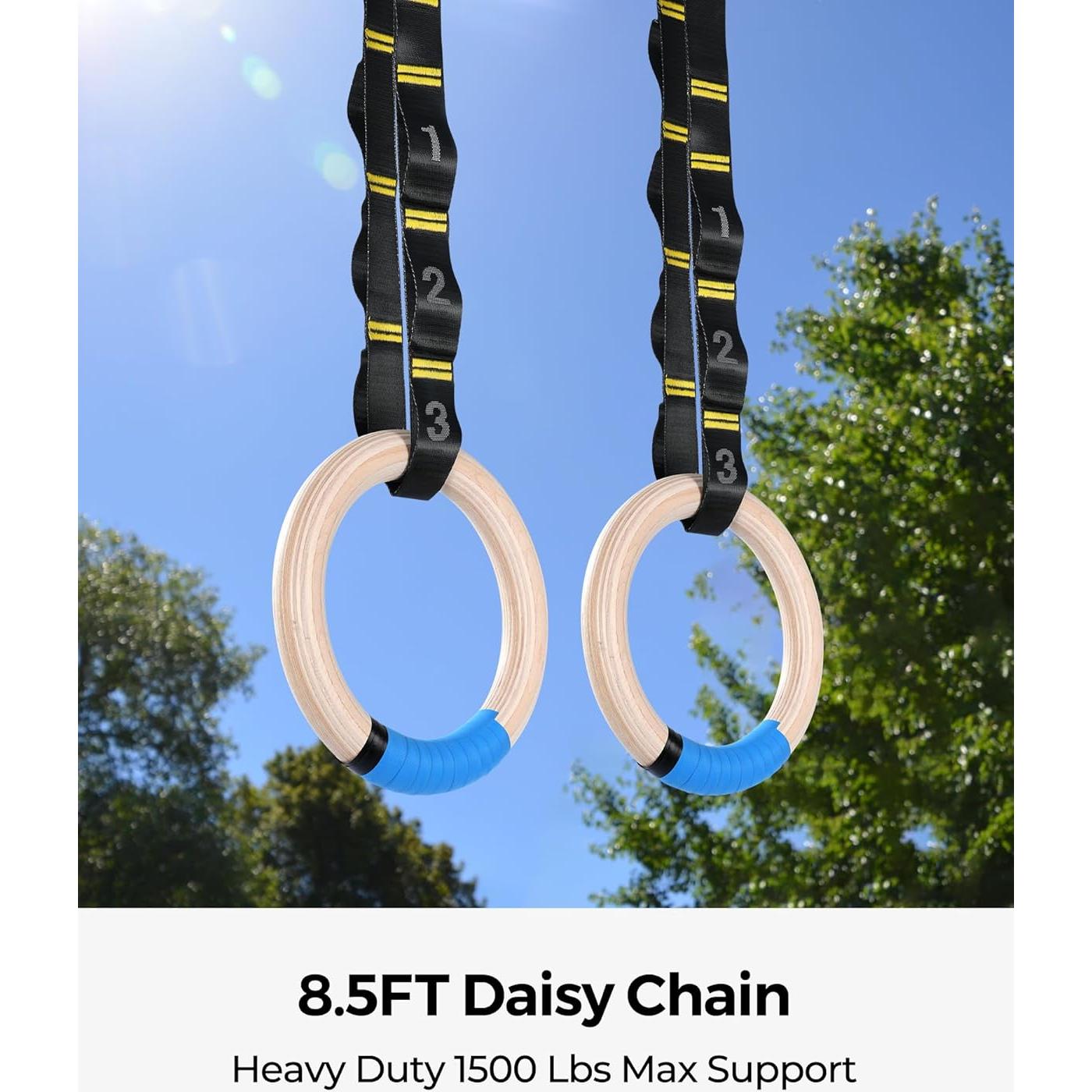 Anillas de Gimnasia de Madera PACEARTH 32mm 680kg con Cadenas