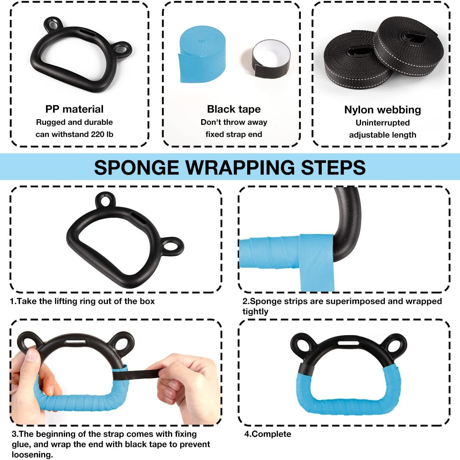 Anillas de Gimnasia para Niños EXQ Home Ajustables 100kg