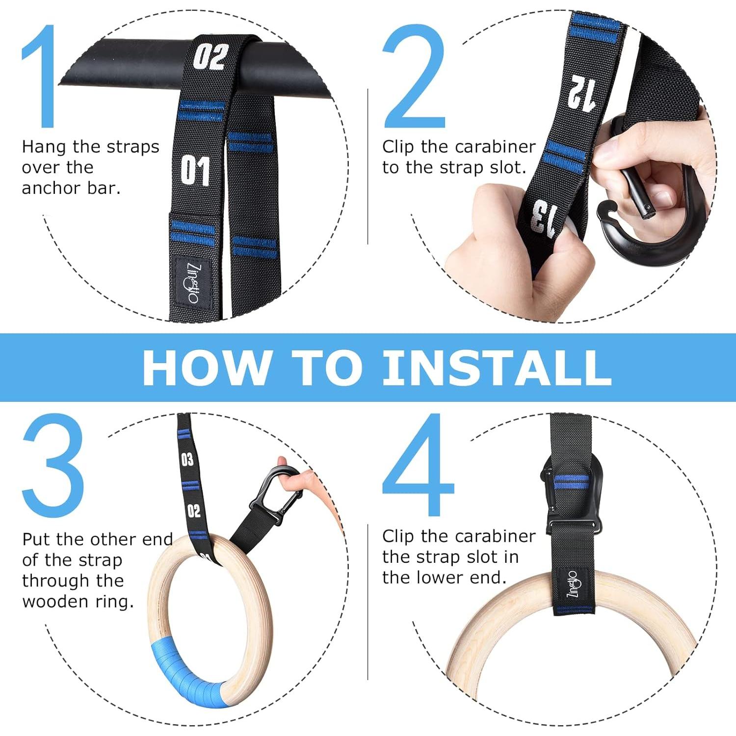 Anillas de Gimnasia de Madera Zingtto 28mm con Correas Ajustables