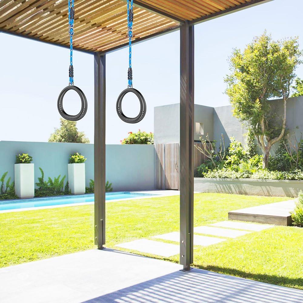 Anillos de Gimnasia Antideslizantes SELEWARE 1.07m Negro 2 Pzs