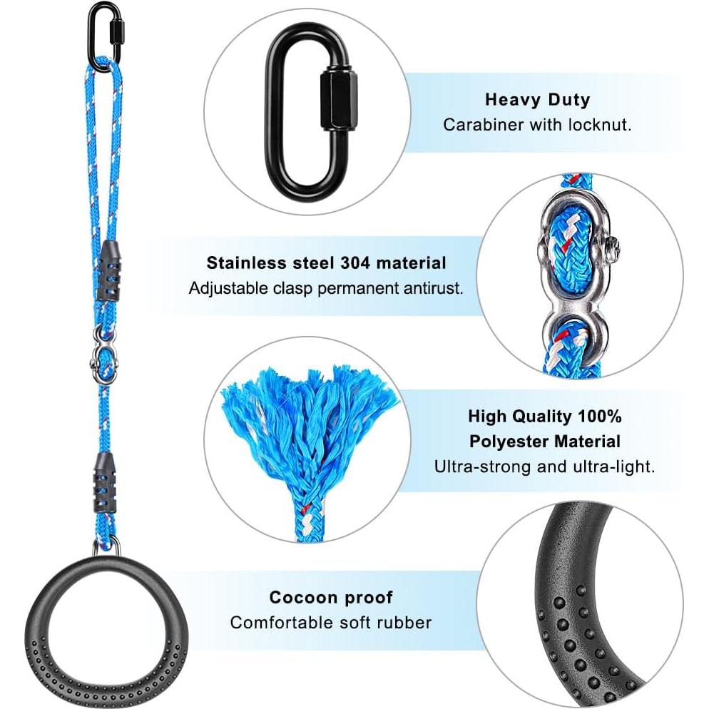 Anillos de Gimnasia Antideslizantes SELEWARE 1.07m Negro 2 Pzs