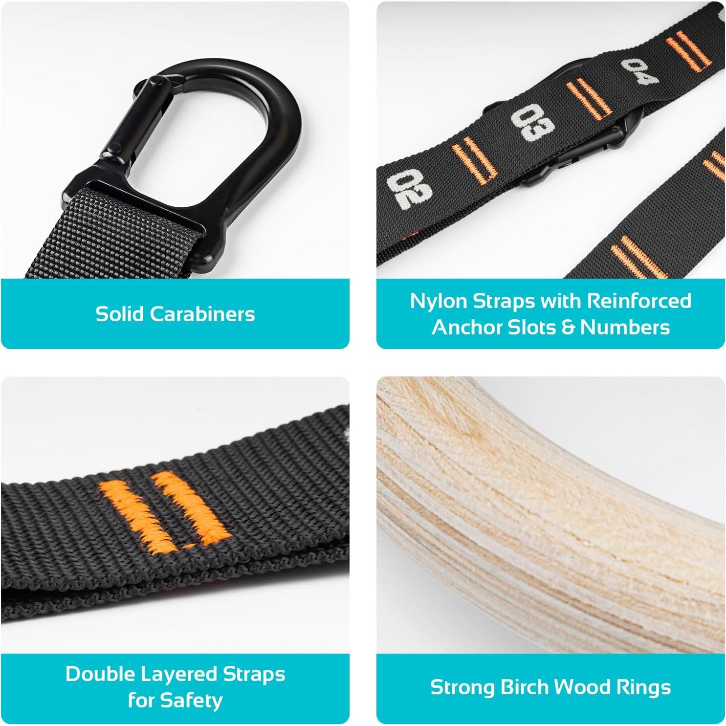 Anillos de Gimnasia de Madera Vulken 3.18 cm con Correas 2.59 m