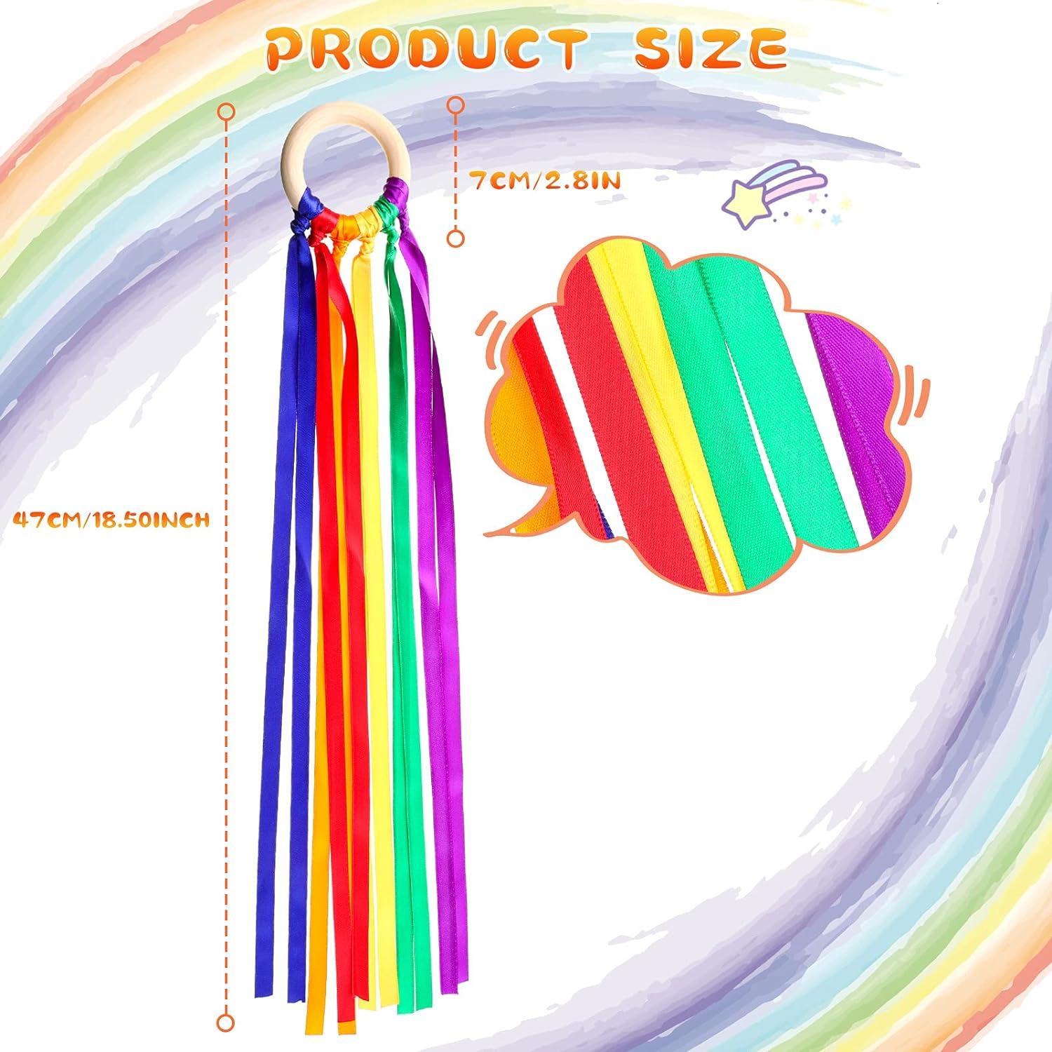 Varitas de Cinta Arcoíris Sumind 6 Pcs para Niños - Juguete Educativo