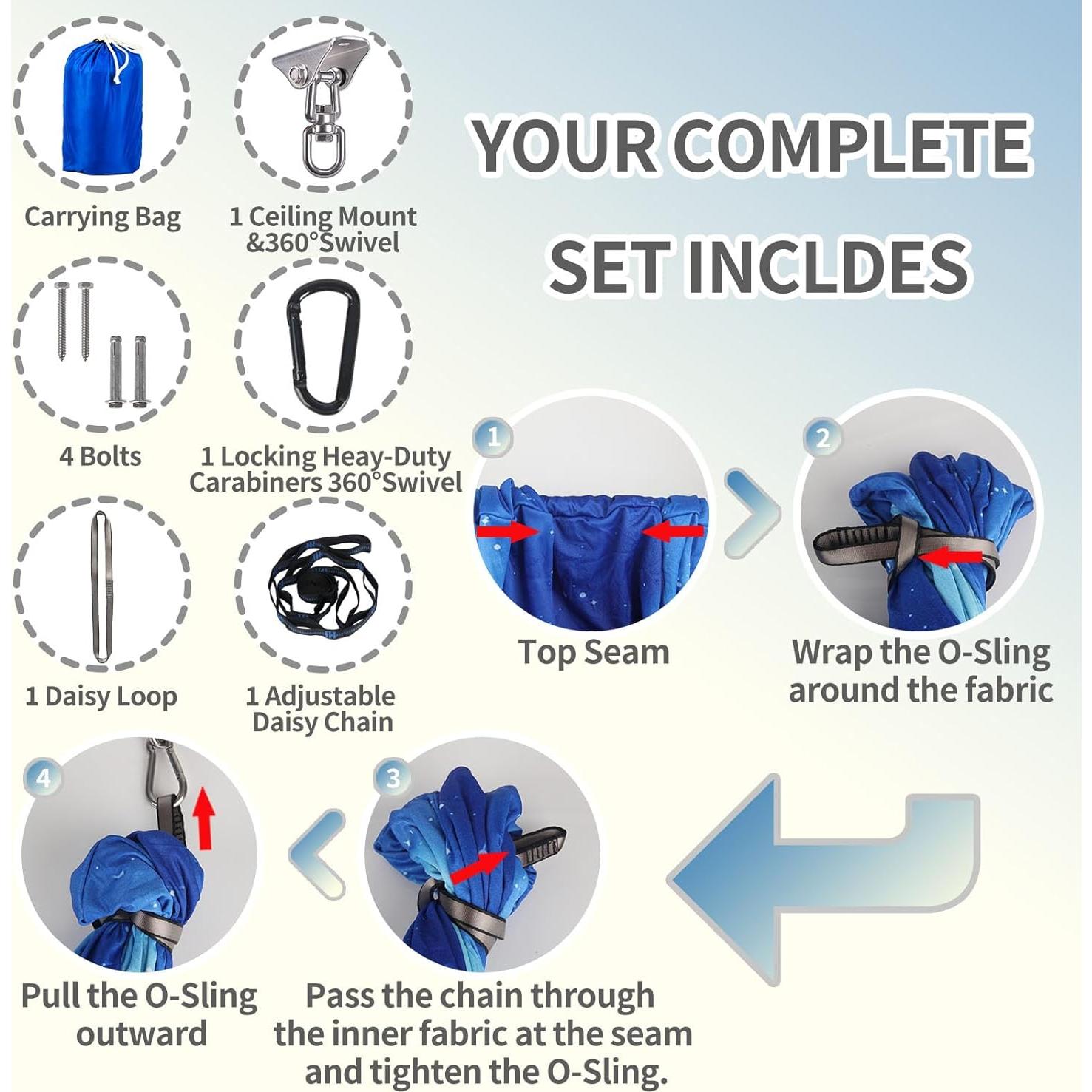 Columpio Sensorial PikDos Terapéutico Ajustable 150x150cm Azul