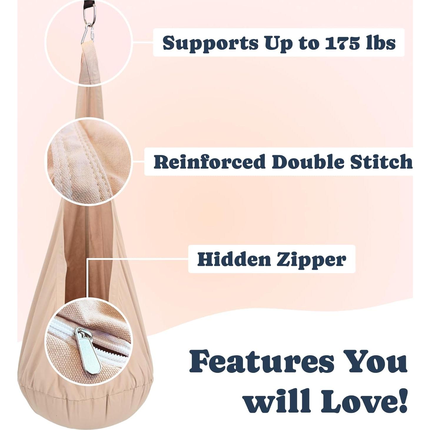 Hamaca Sensorial Todale - Silla Colgante Crema para Niños