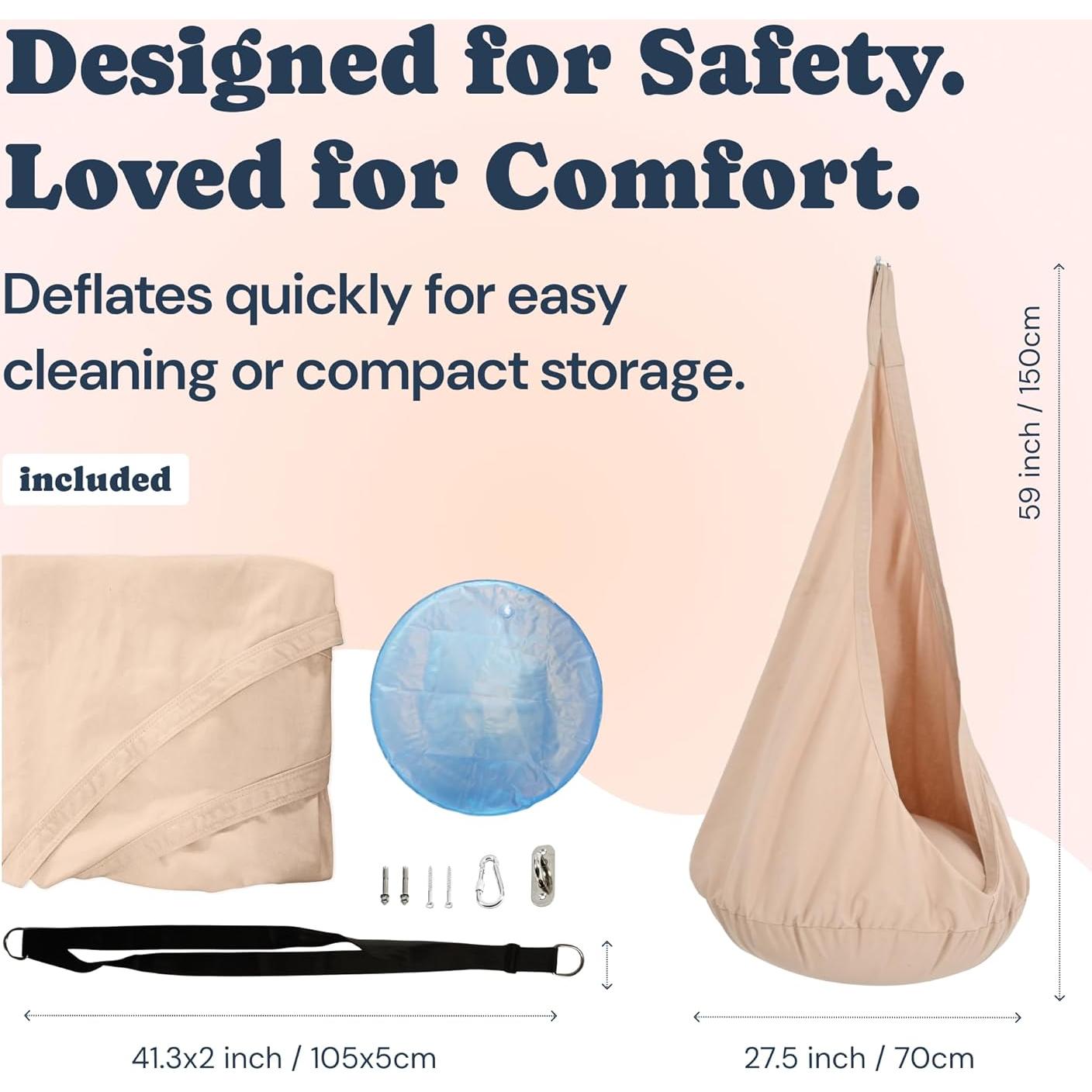 Hamaca Sensorial Todale - Silla Colgante Crema para Niños