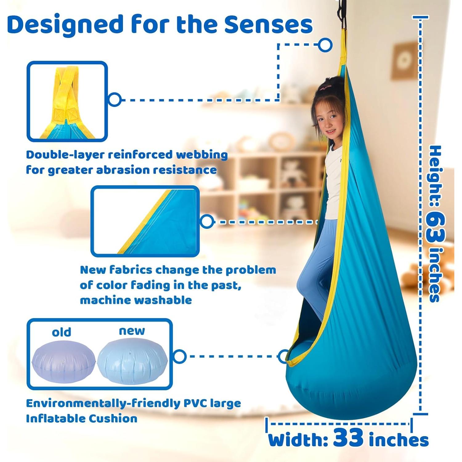 Hamaca Sensorial HiCamer Verde Azulado 160x84 cm 136 kg