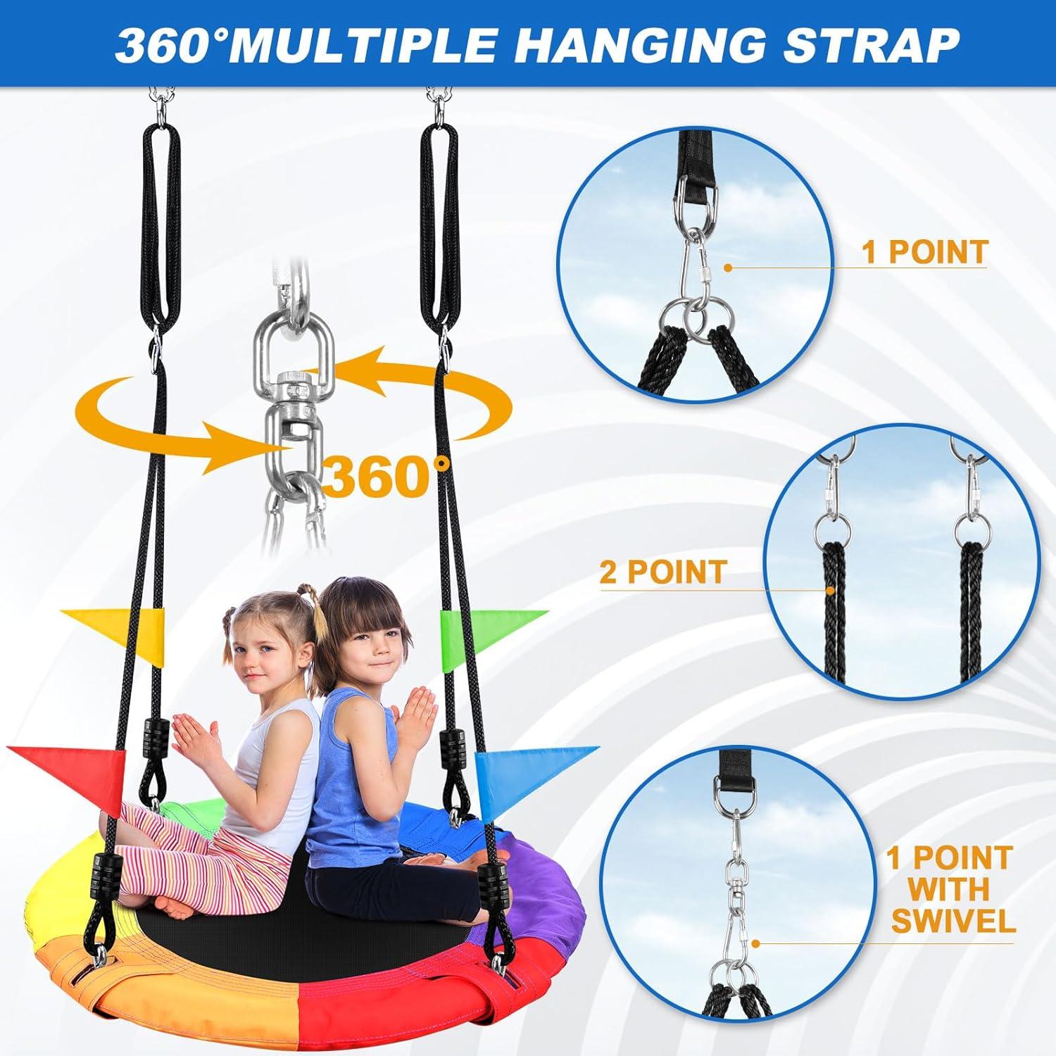 Columpio para Niños Odoland 60.96 cm Multicolor con Cuerdas Ajustables