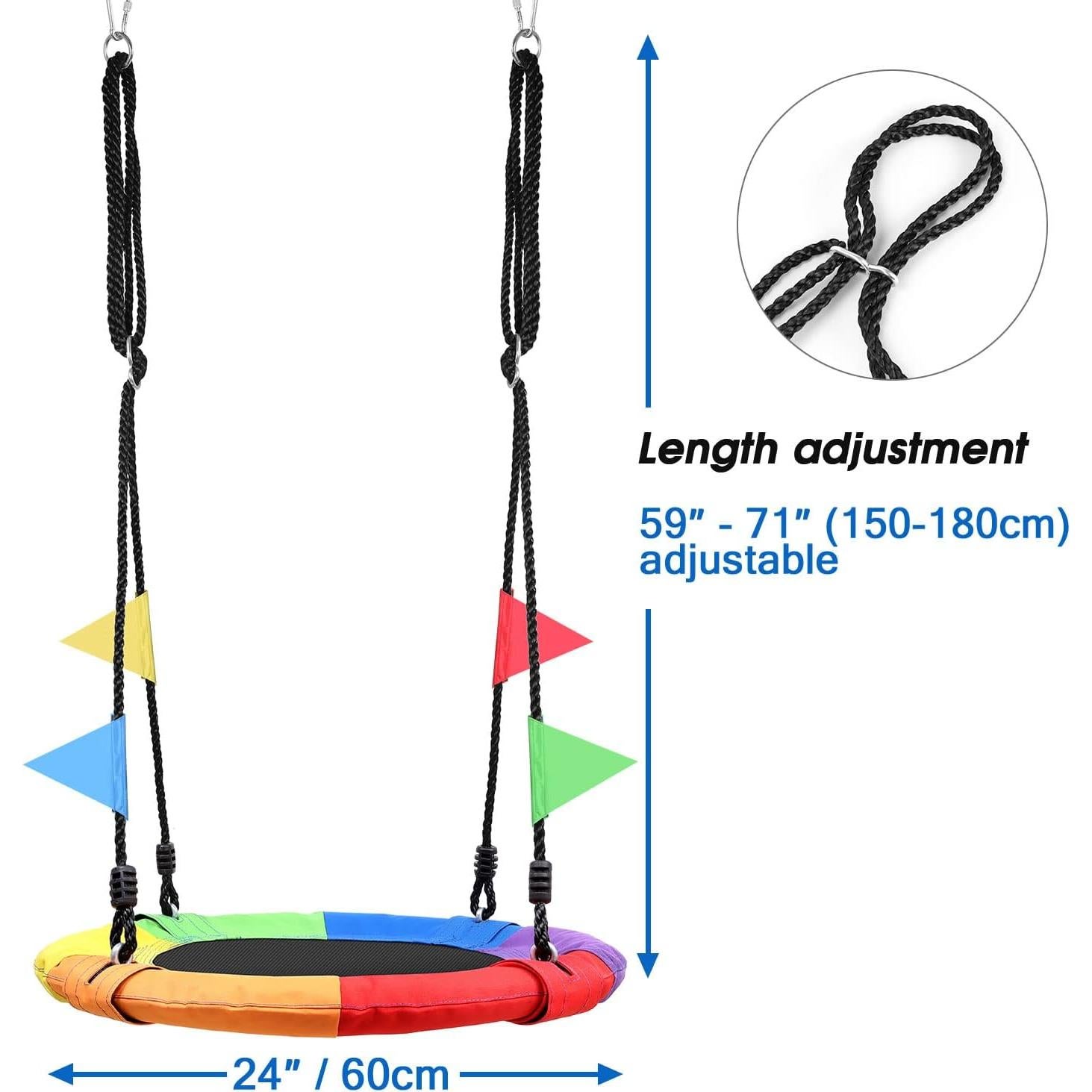 Columpio para Niños Odoland 60.96 cm Multicolor con Cuerdas Ajustables