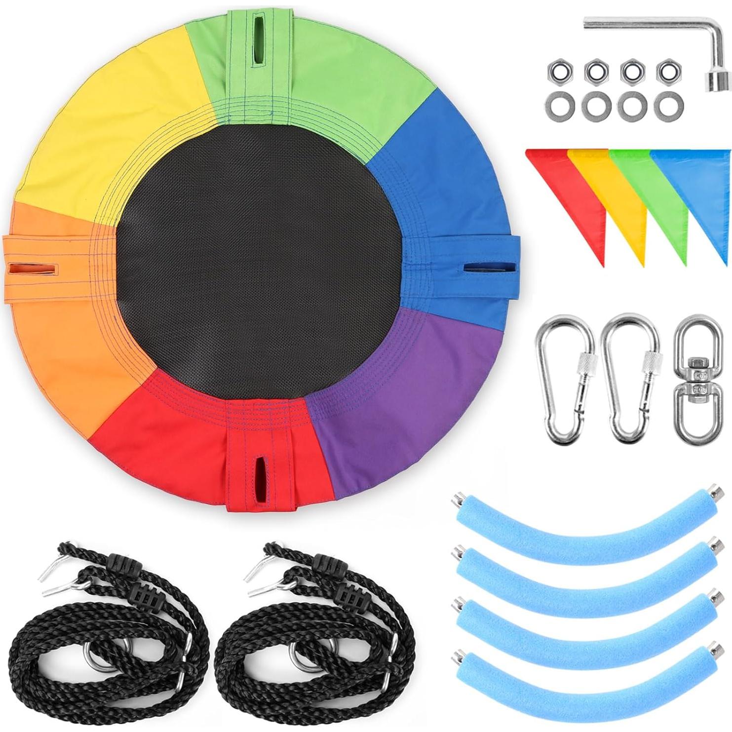 Columpio para Niños Odoland 60.96 cm Multicolor con Cuerdas Ajustables