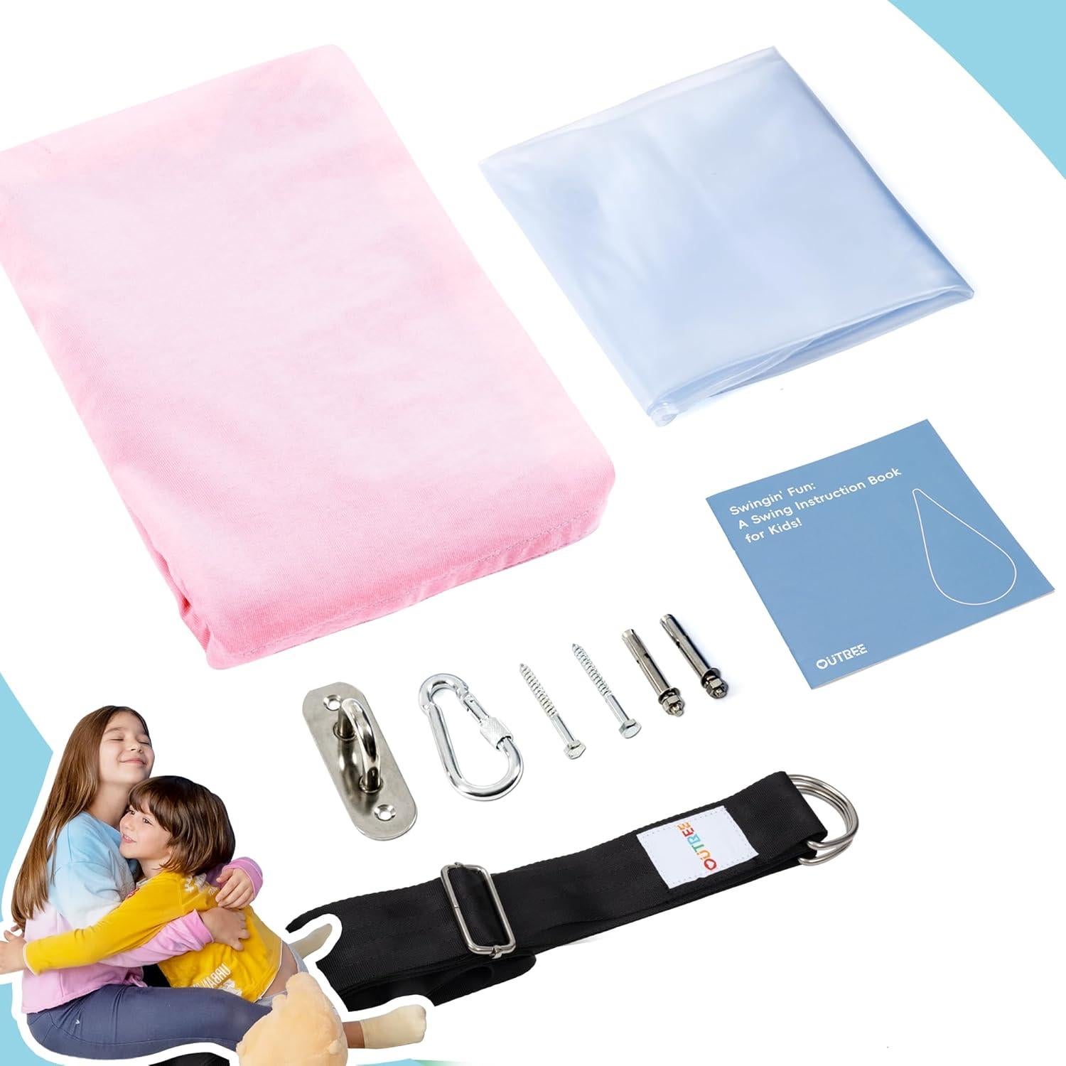 Silla Columpio Pod OUTREE para Niños Rosa, Hamaca Algodón 1.36 kg