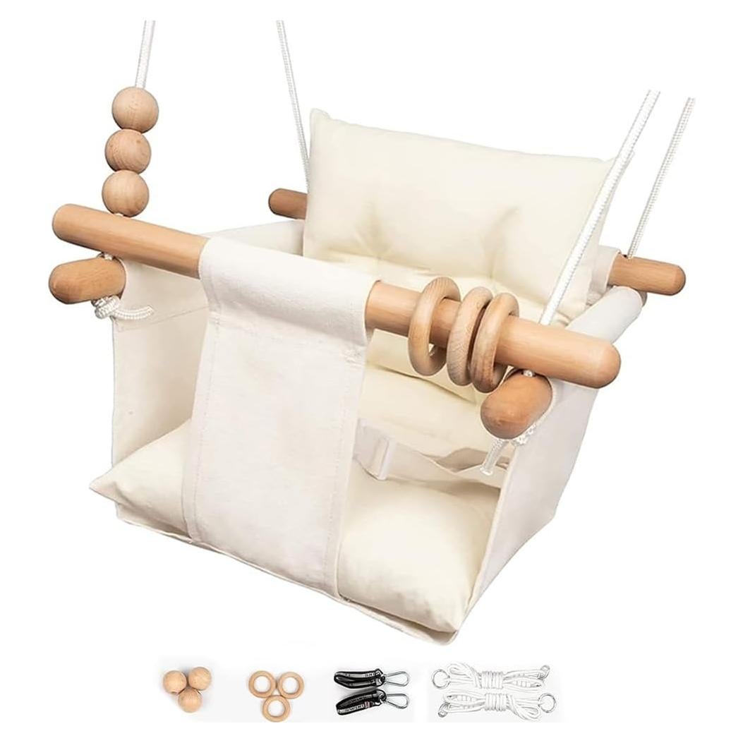 Silla de Columpio para Bebés Tislly - Lona y Madera, 59 kg