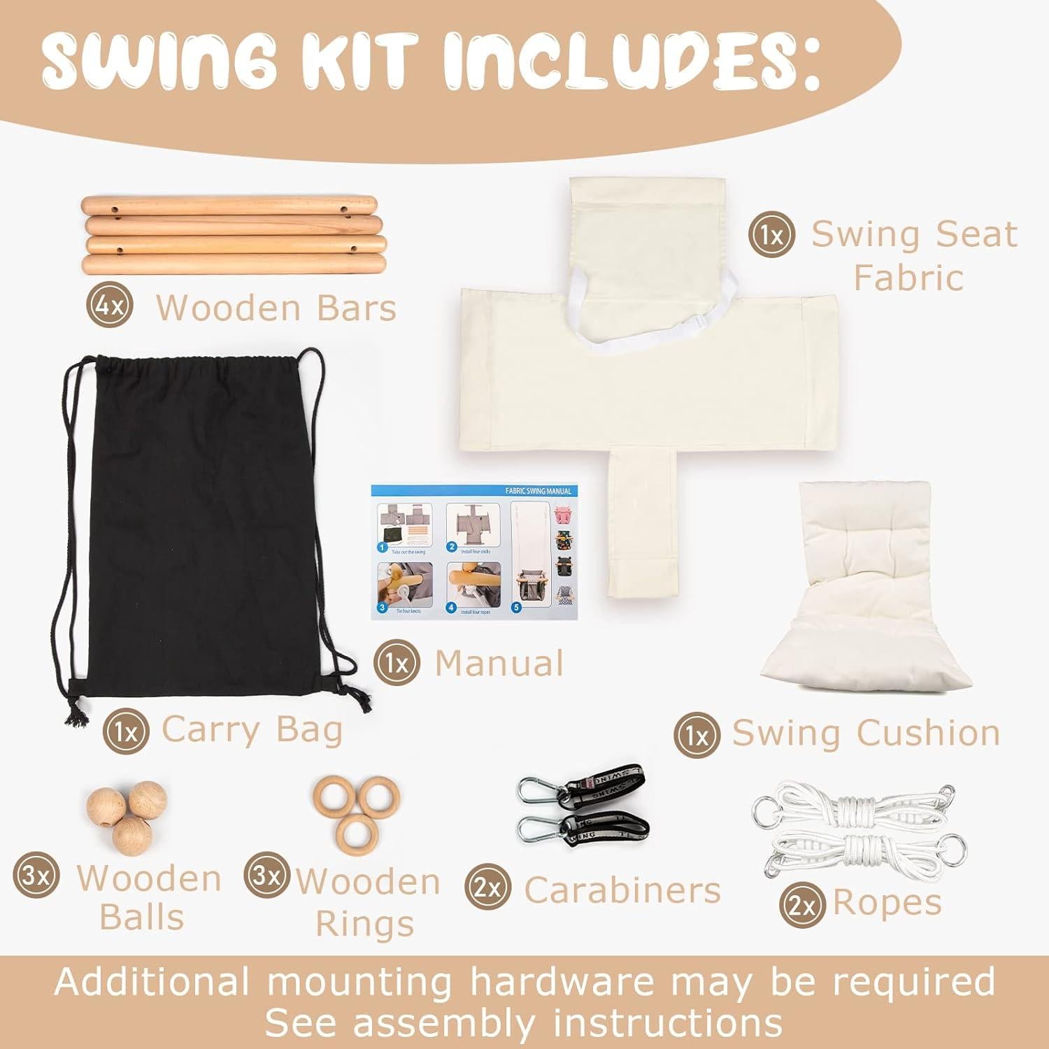 Silla de Columpio para Bebés Tislly - Lona y Madera, 59 kg