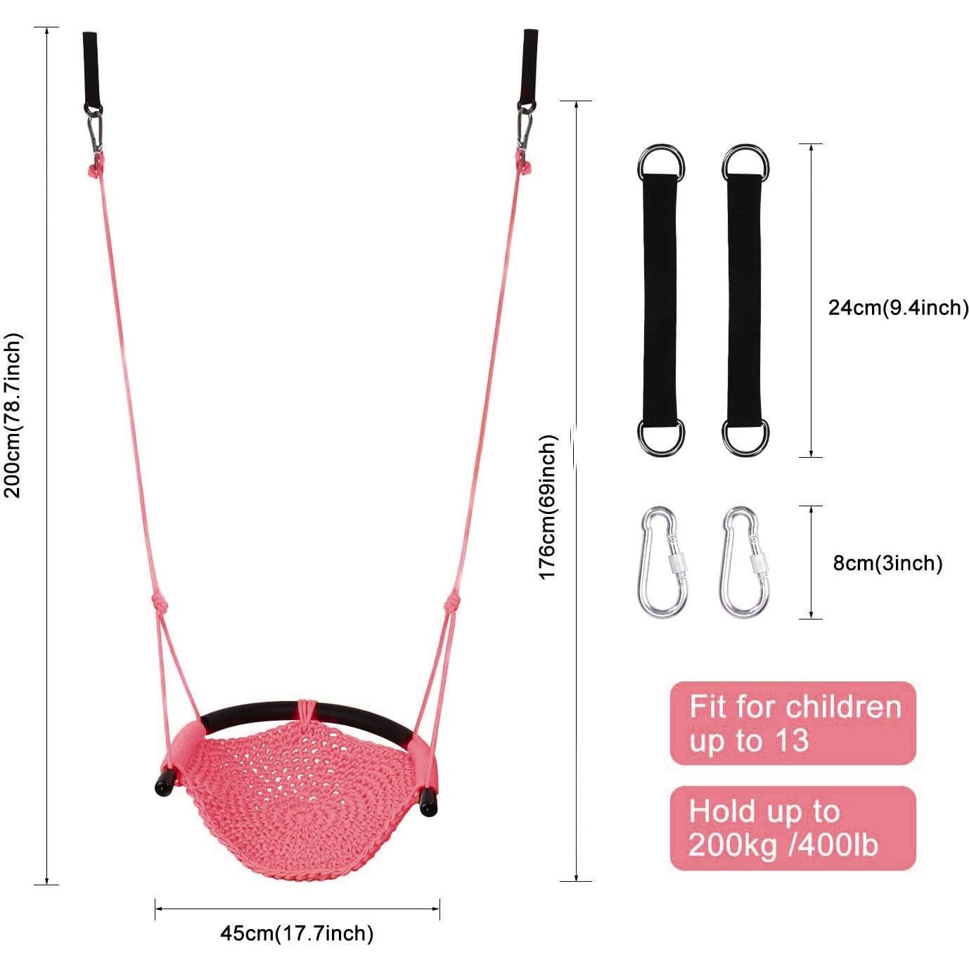 Asiento de columpio JKsmart rosa para niños, 200 kg, ajustable