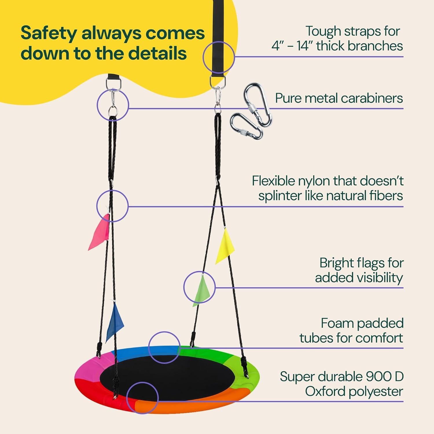 Columpio de Plato PLAYVIBE 101.6 cm Multicolor 200 kg