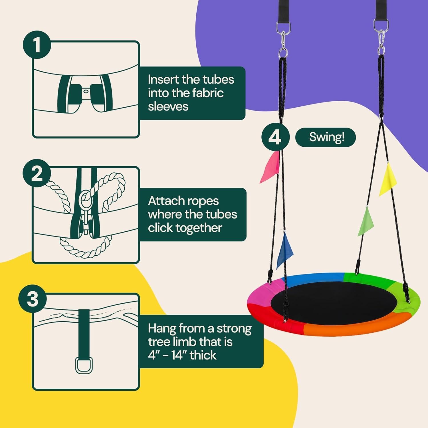 Columpio de Plato PLAYVIBE 101.6 cm Multicolor 200 kg