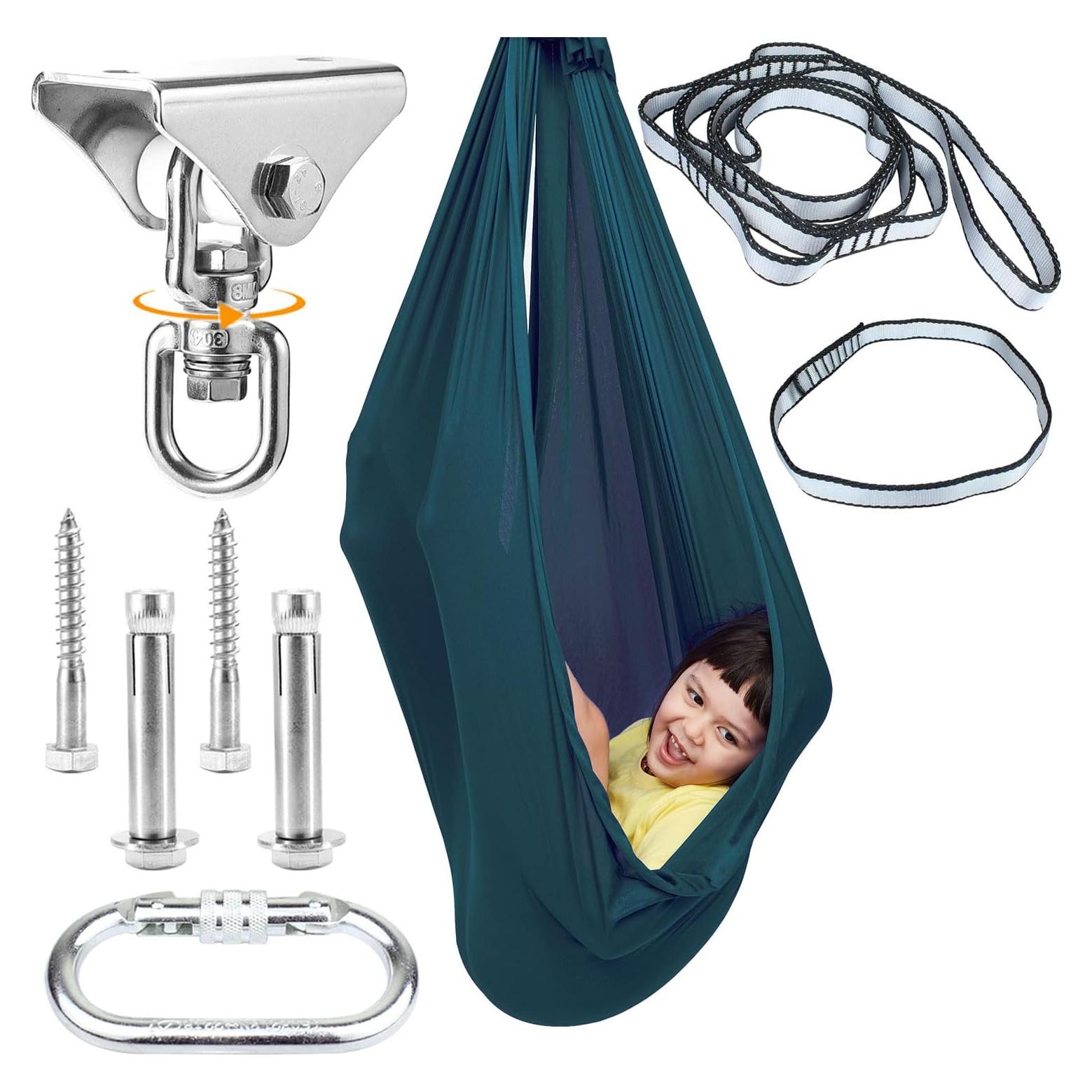 Columpio Sensorial Interior DOI IRON Verde Oscuro 360° para Niños