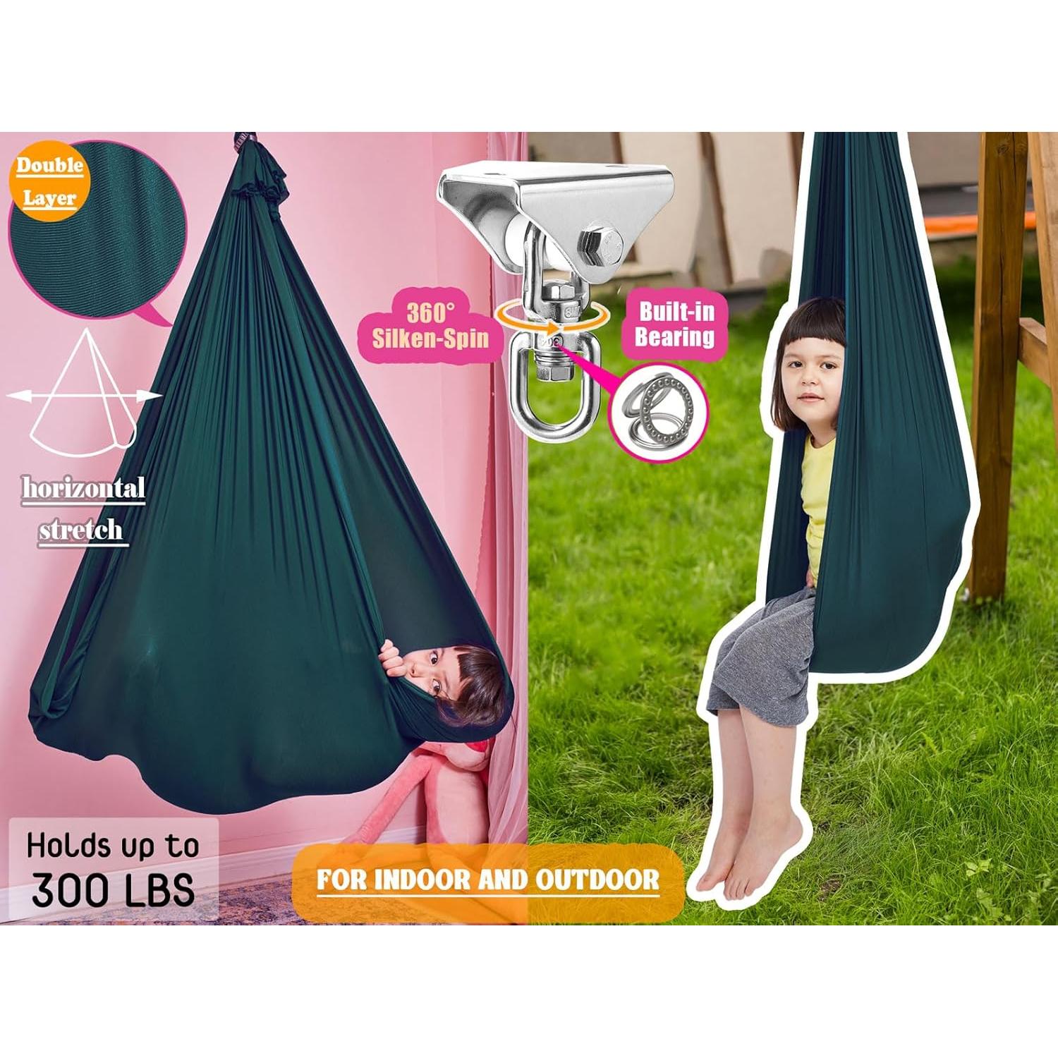 Columpio Sensorial Interior DOI IRON Verde Oscuro 360° para Niños