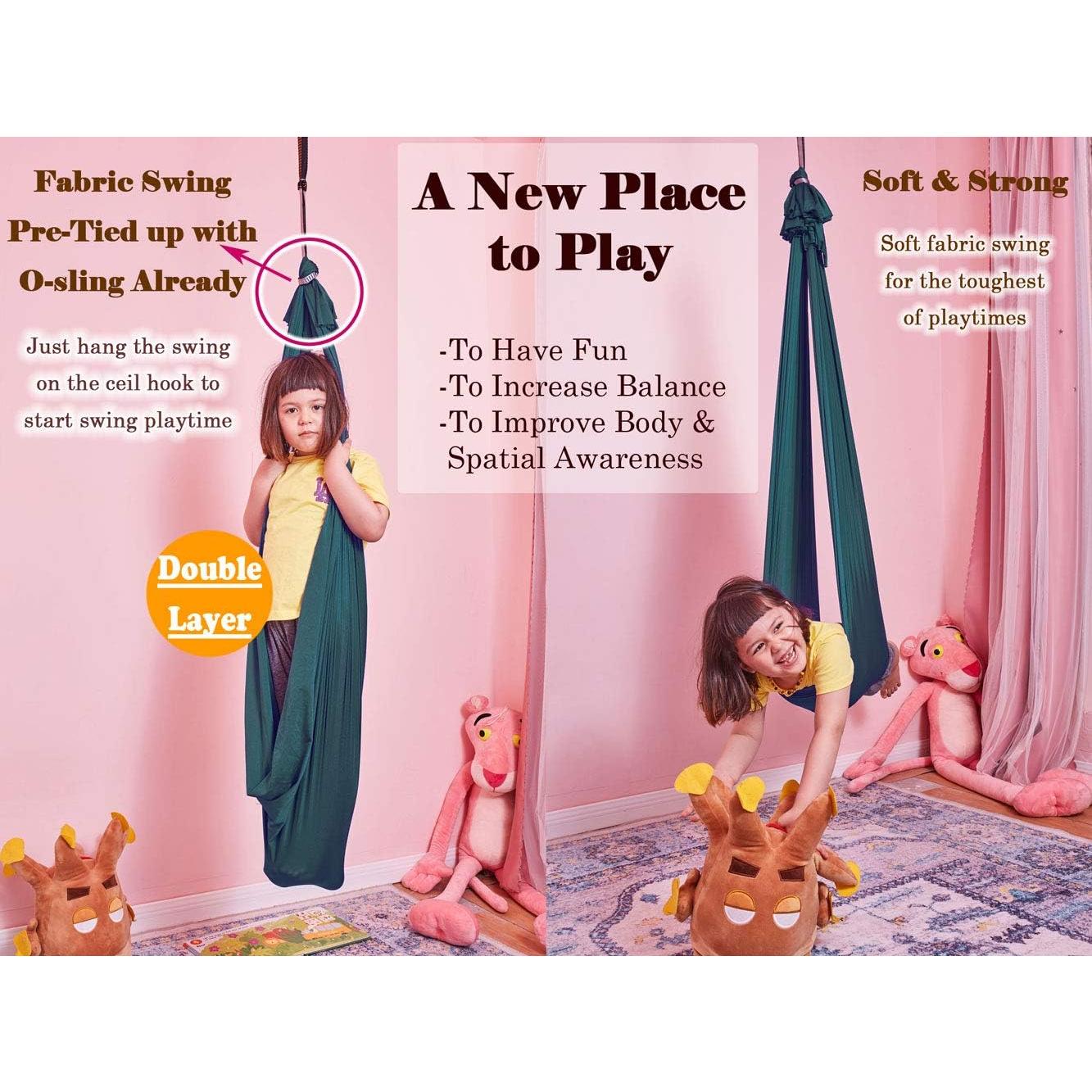 Columpio Sensorial Interior DOI IRON Verde Oscuro 360° para Niños