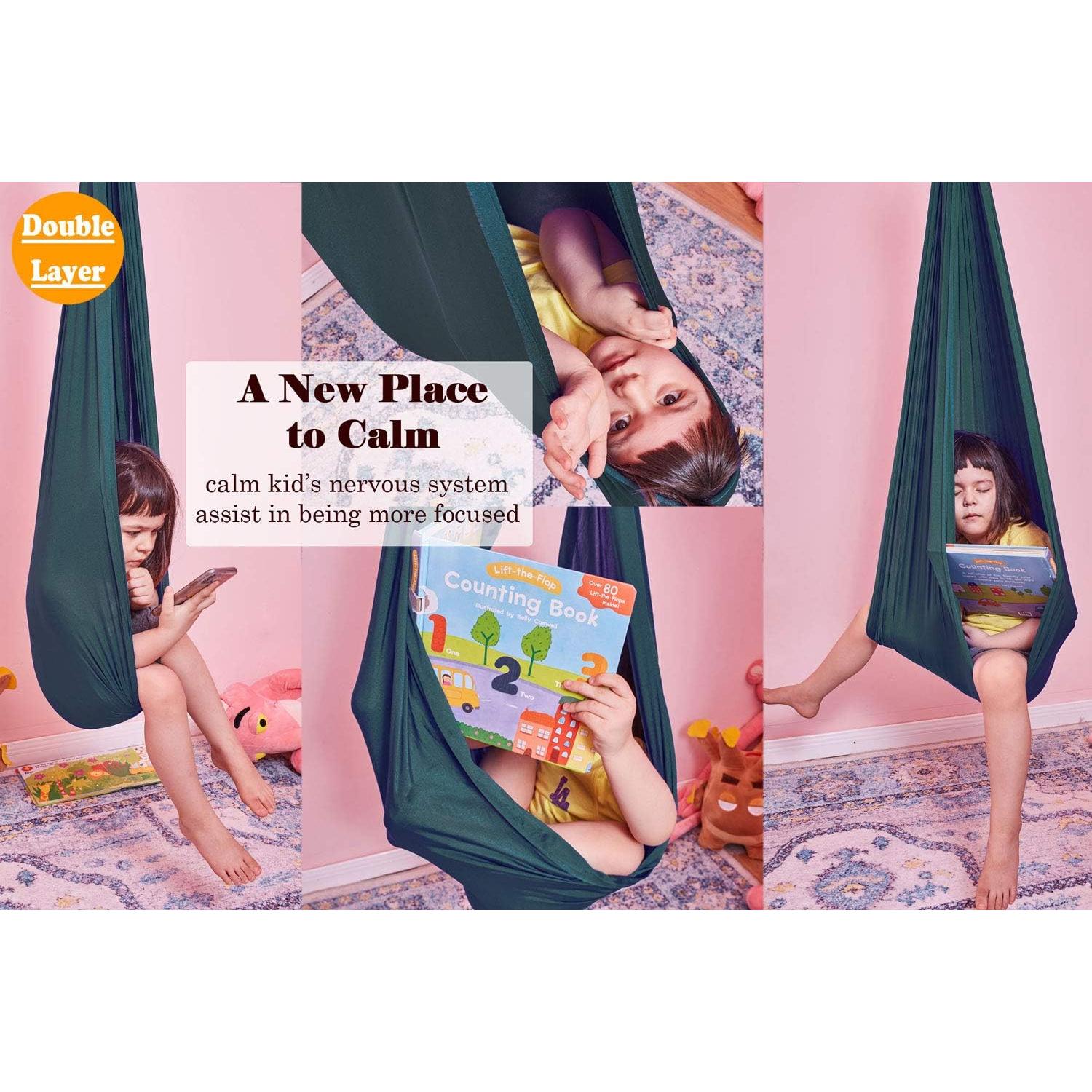 Columpio Sensorial Interior DOI IRON Verde Oscuro 360° para Niños