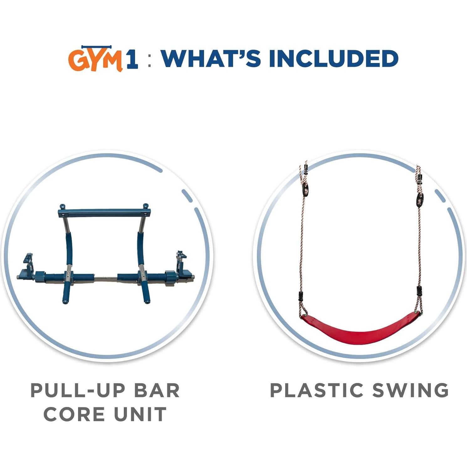 Barra de Puerta Gym1 con Columpio y Anillos - 2 Piezas, Roja