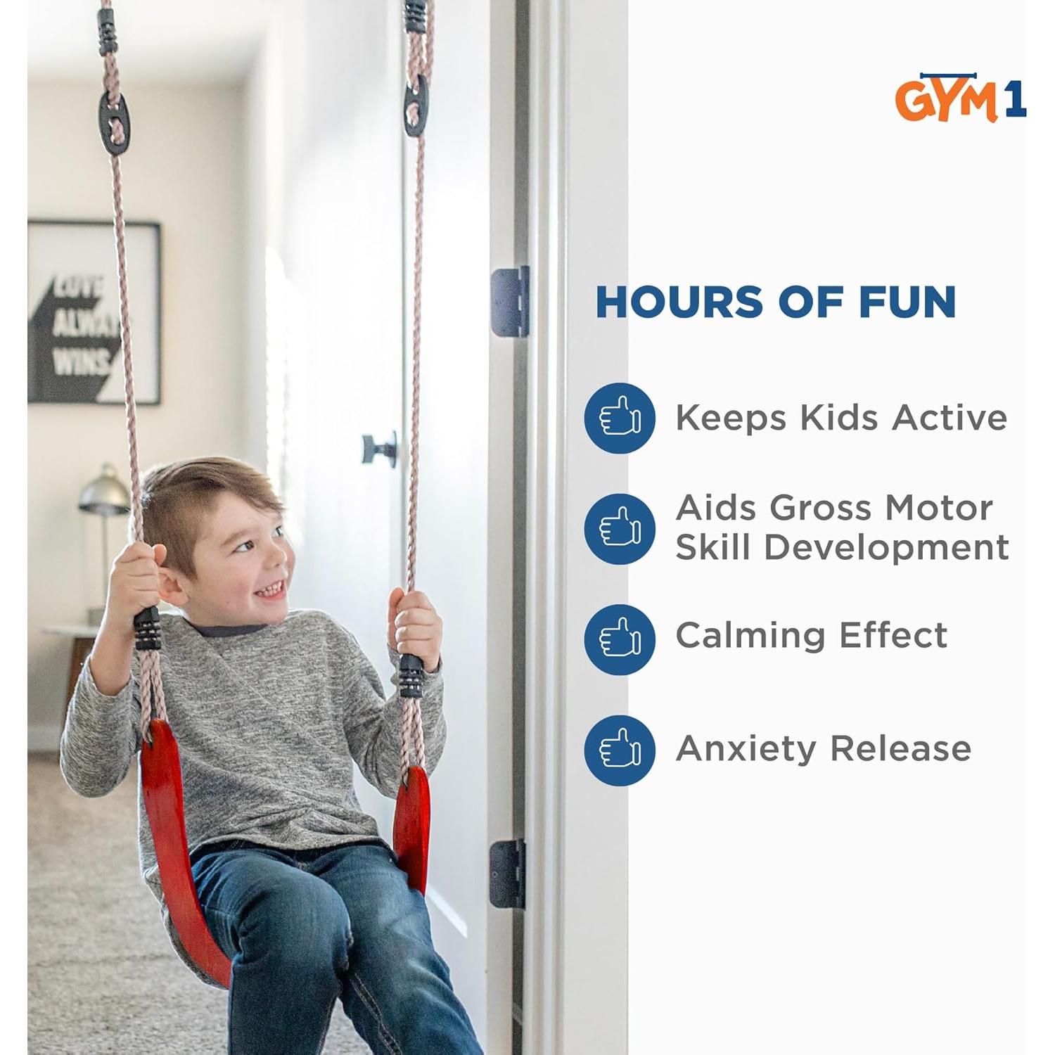 Barra de Puerta Gym1 con Columpio y Anillos - 2 Piezas, Roja