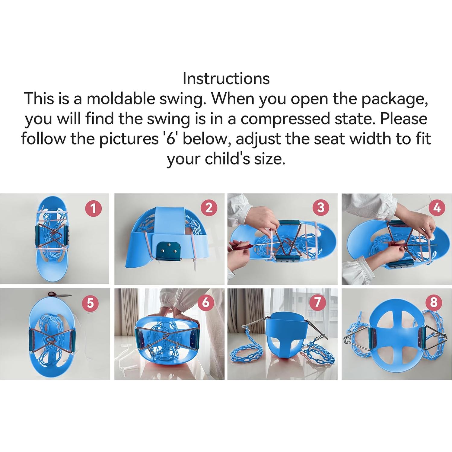 Columpio para Bebés KINSPORY Azul con Cadenas de Hierro 150 cm