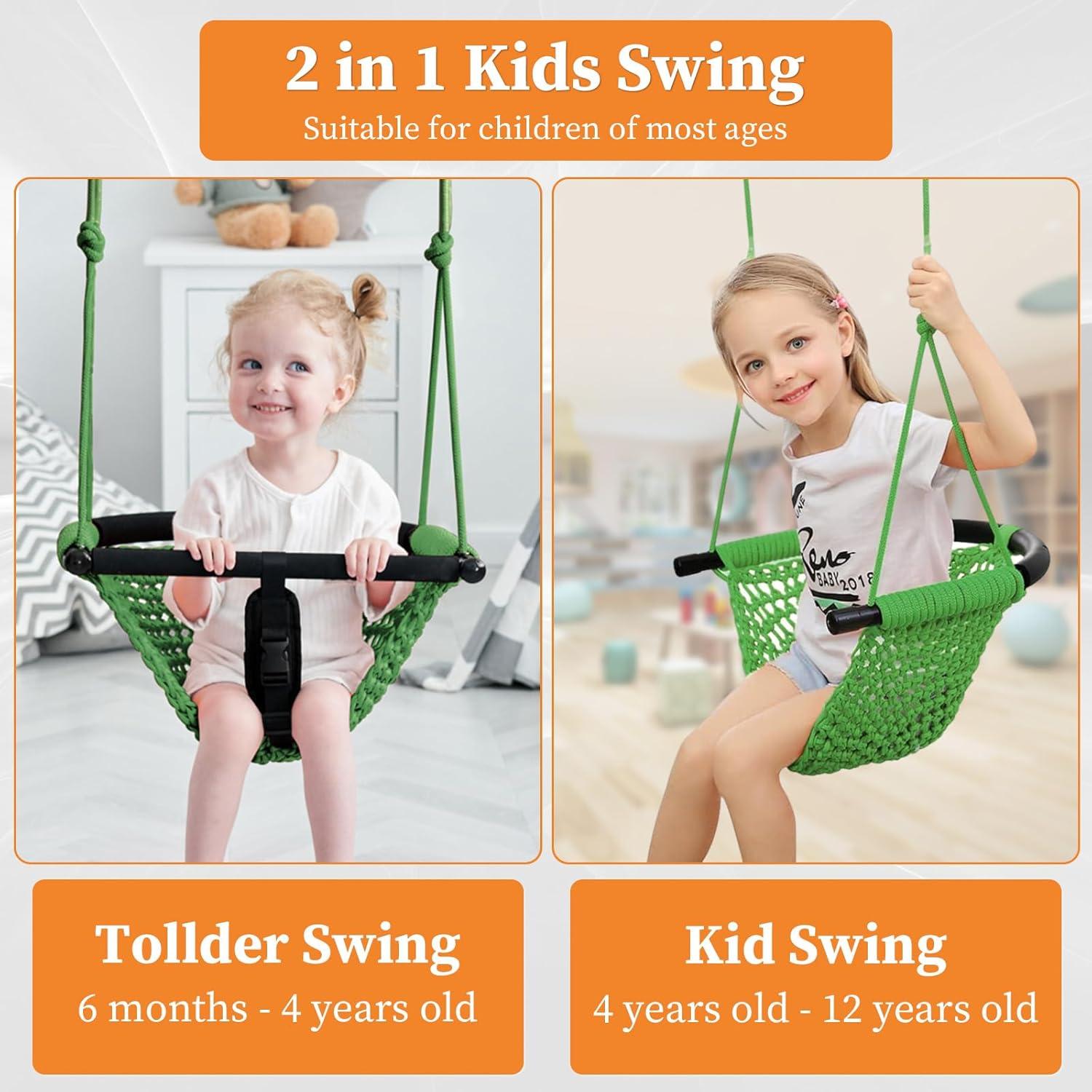 Asiento de columpio para niños Hi-Na verde ajustable 100-180cm