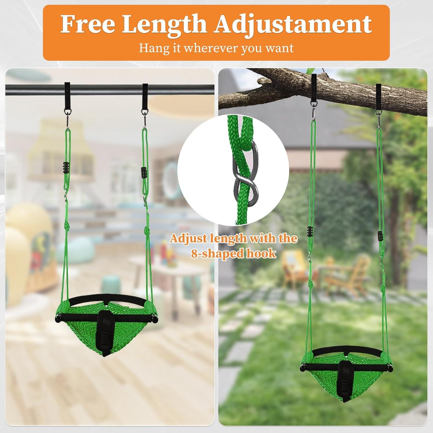 Asiento de columpio para niños Hi-Na verde ajustable 100-180cm