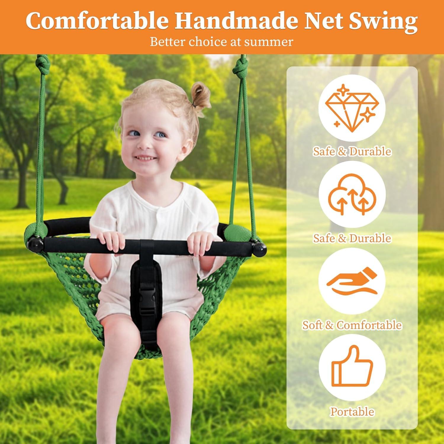 Asiento de columpio para niños Hi-Na verde ajustable 100-180cm