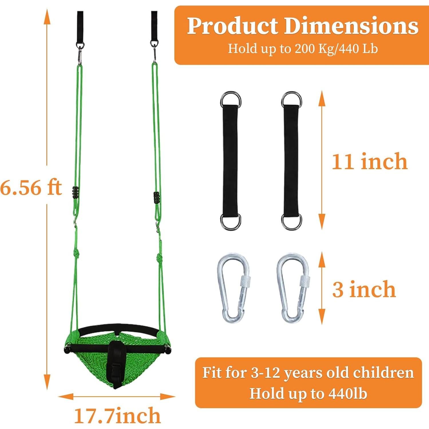Asiento de columpio para niños Hi-Na verde ajustable 100-180cm