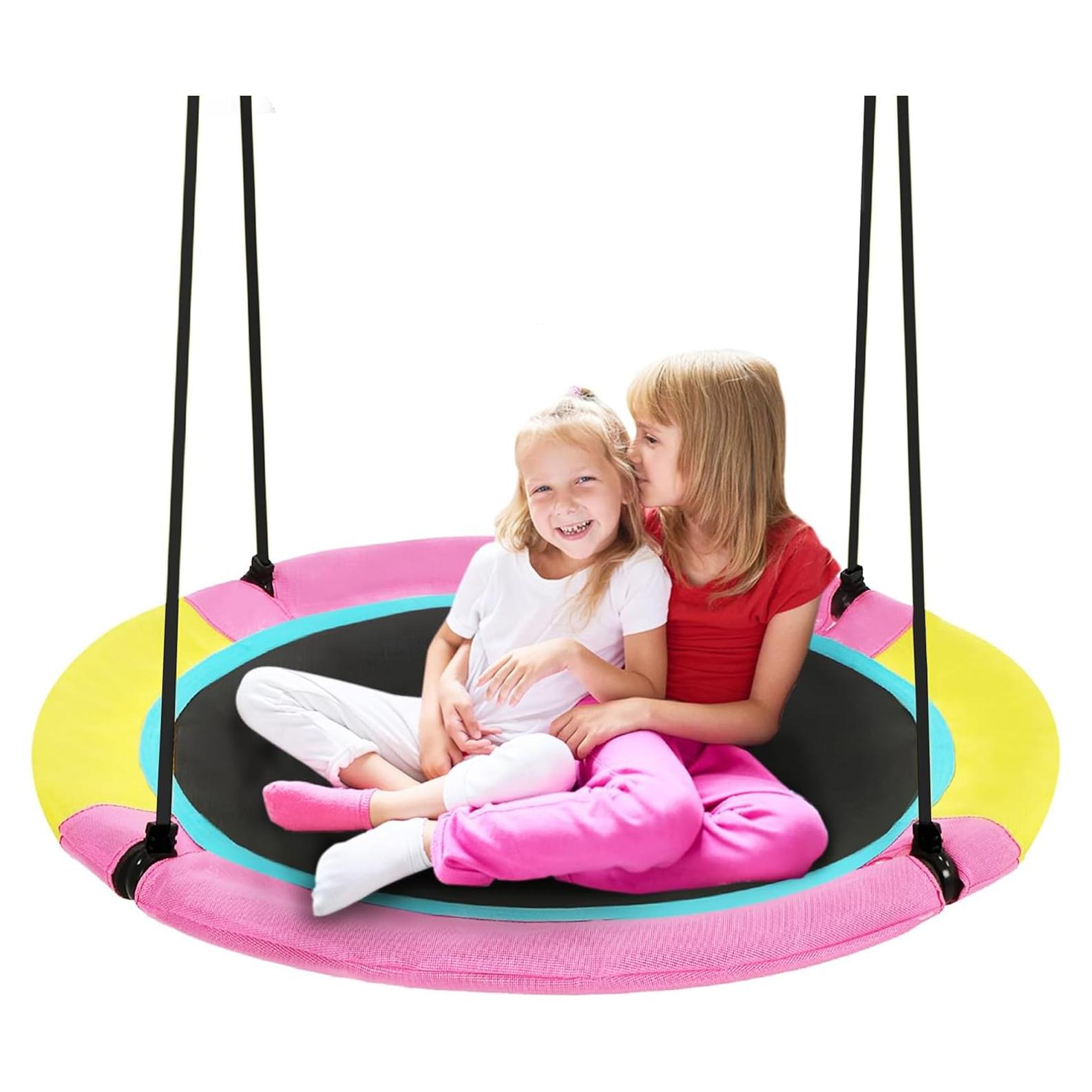 Columpio Redondo para Niños Hotjump 40" Rosa Resistente UV