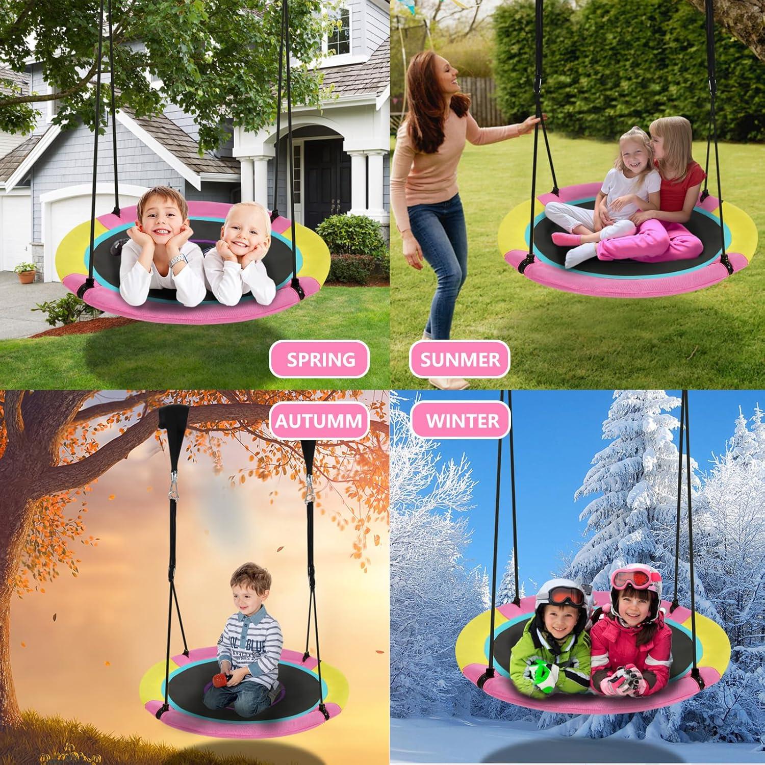 Columpio Redondo para Niños Hotjump 40" Rosa Resistente UV
