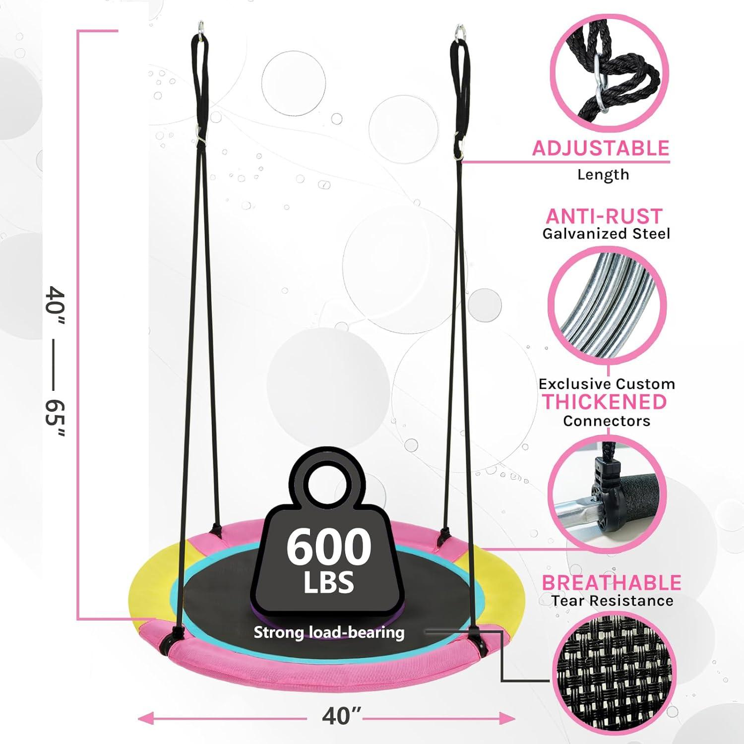 Columpio Redondo para Niños Hotjump 40" Rosa Resistente UV