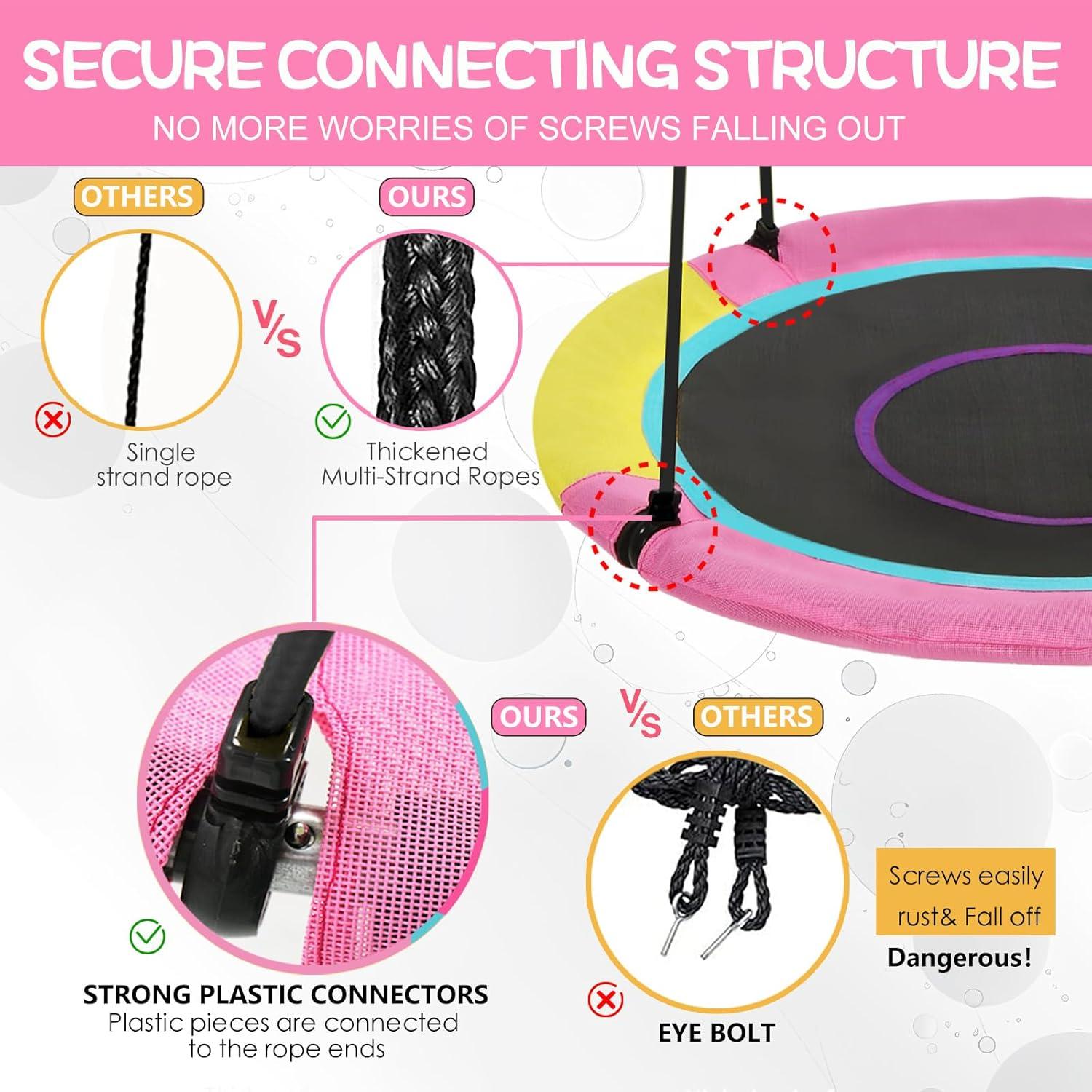 Columpio Redondo para Niños Hotjump 40" Rosa Resistente UV