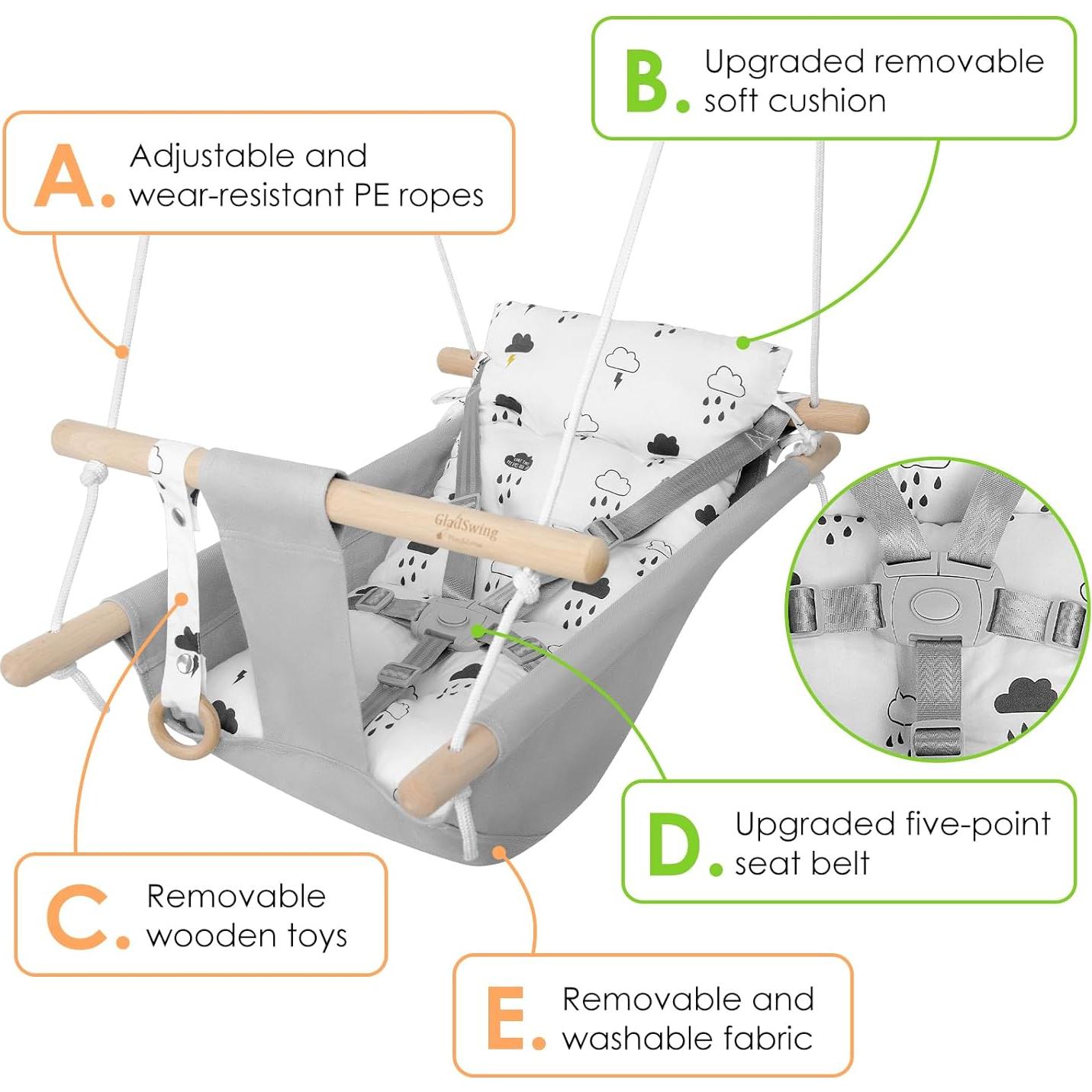 Columpio para Bebés Gladswing Nube Pequeña 1 Asiento 2.72 kg