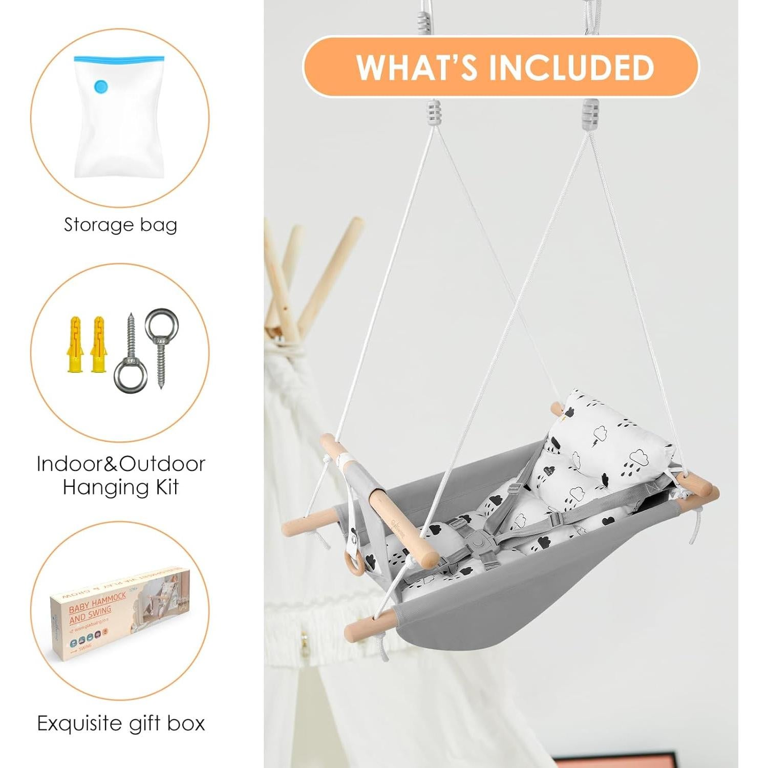 Columpio para Bebés Gladswing Nube Pequeña 1 Asiento 2.72 kg