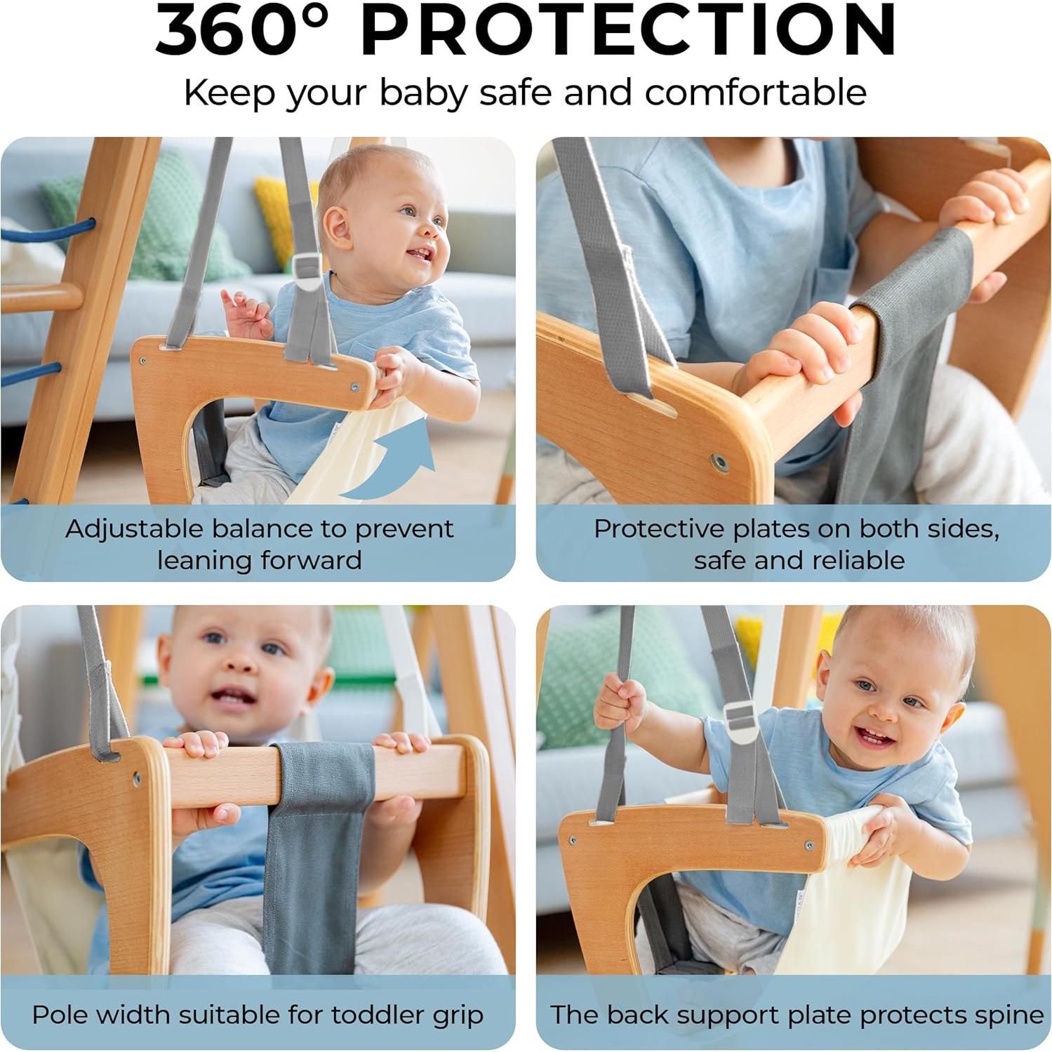 Silla de Columpio AVDAR para Niños - Madera de Haya y Algodón