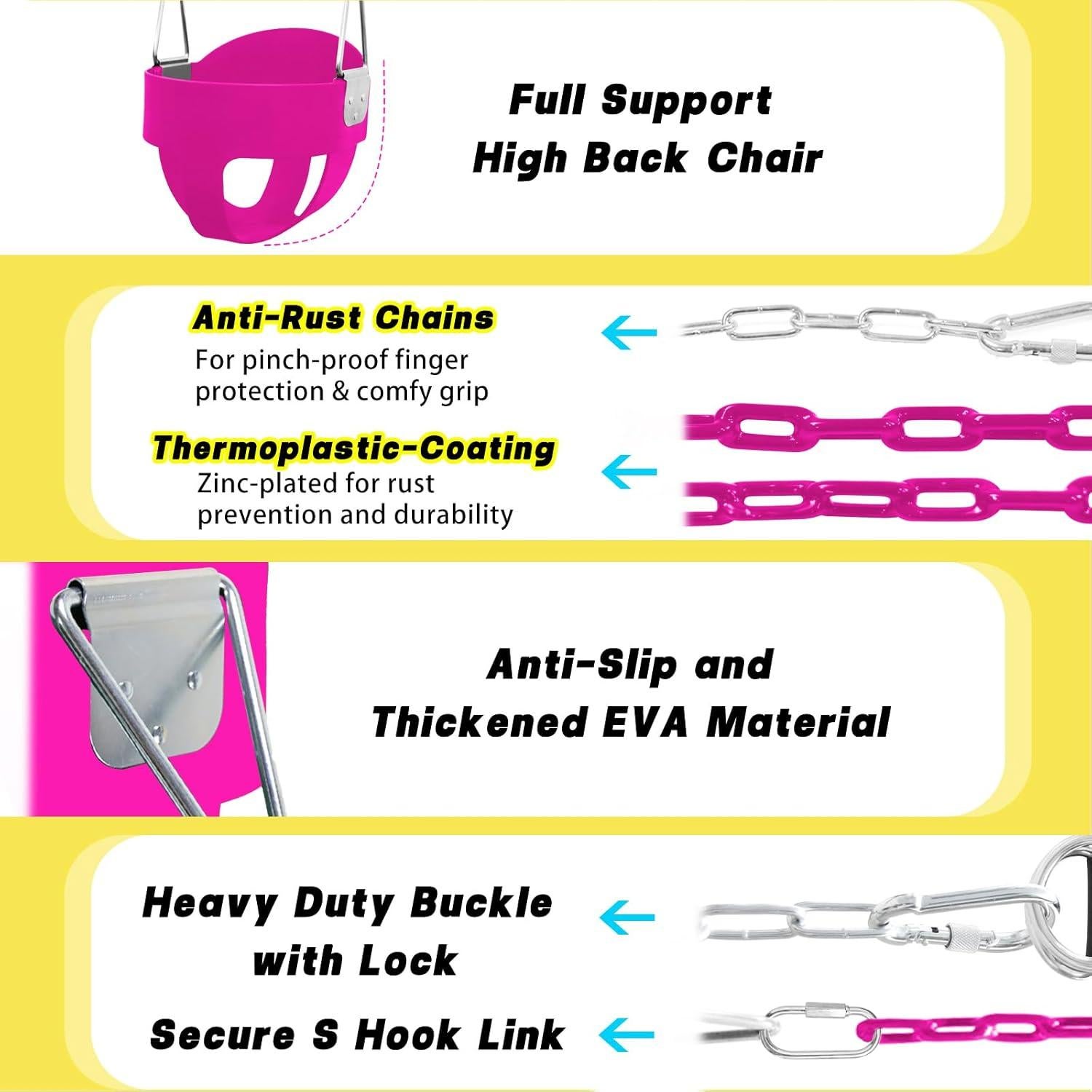 Columpio para Niños Pequeños Perantlb - Asiento de Cubo con Respaldo Alto