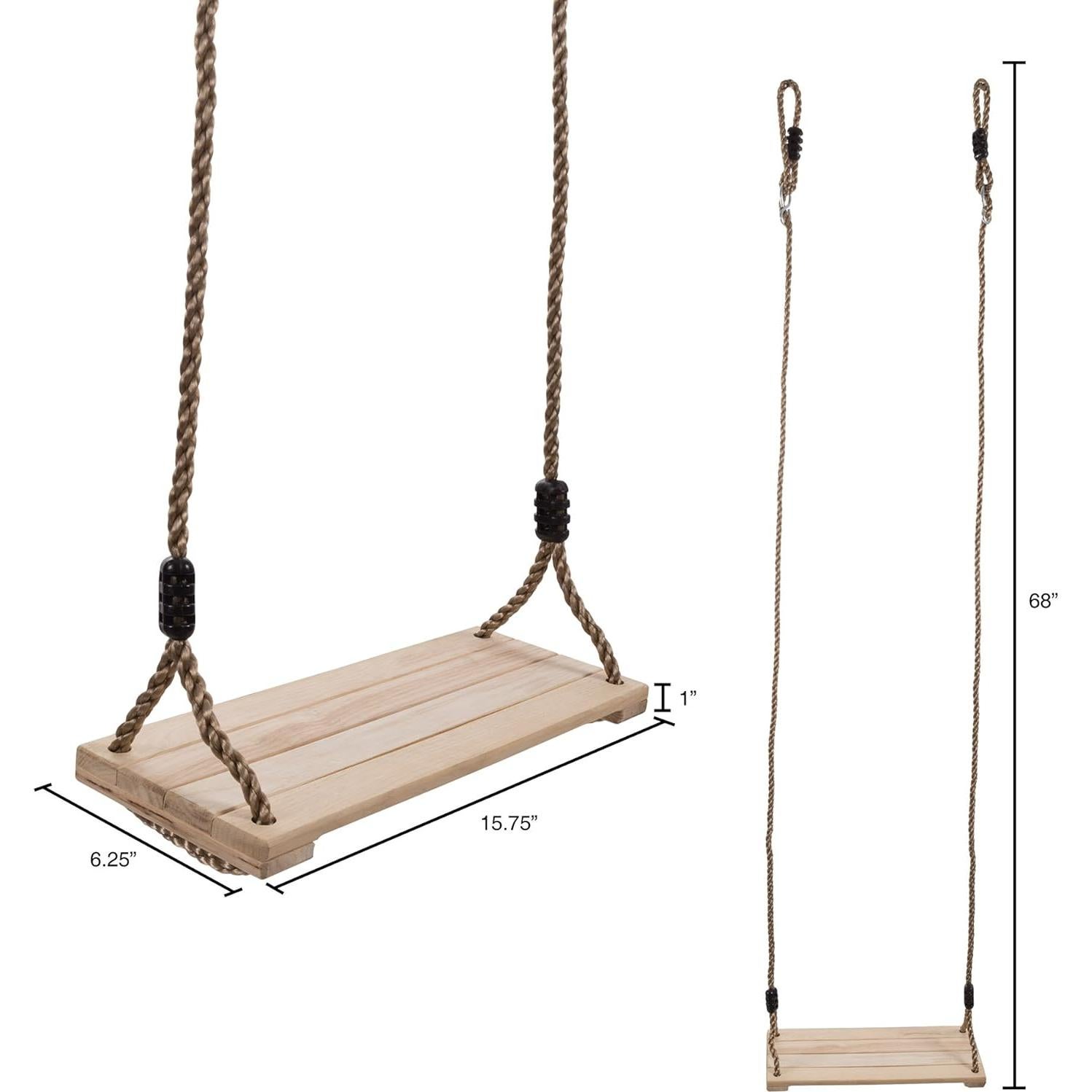 Columpio de Madera ¡Hey! Juega! para Niños, Ajustable, Marrón