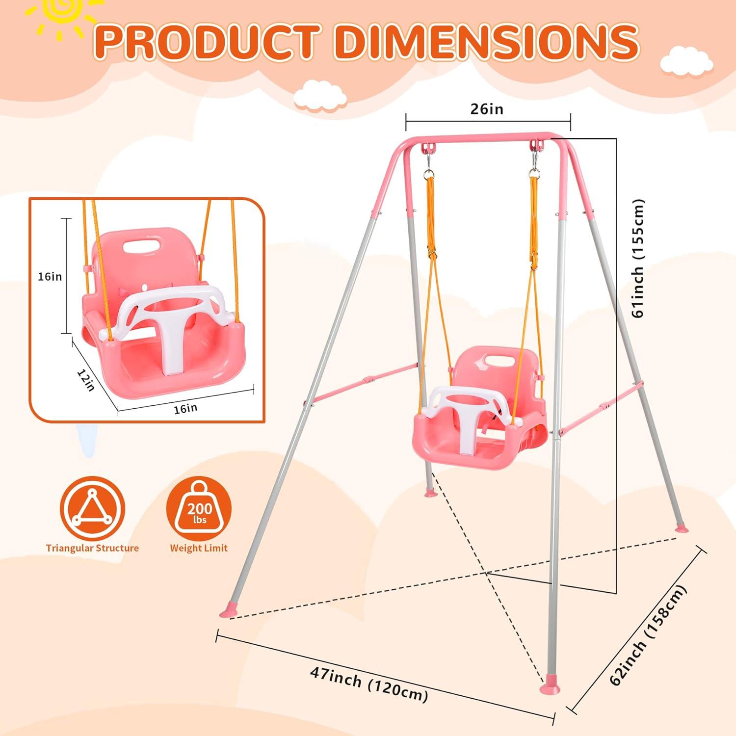 Columpio 3 en 1 Bighaki808 para Bebés y Niños Rosa