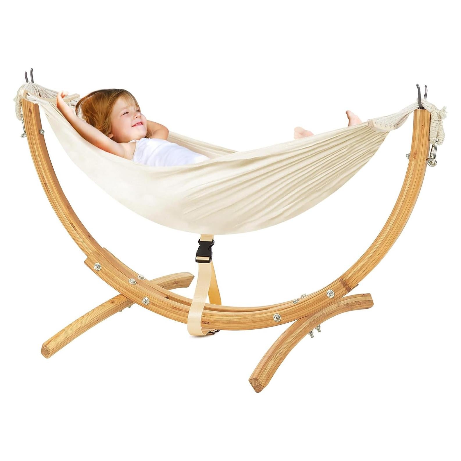 Hamaca Infantil de Madera FUNLIO con Soporte - 3 a 5 Años