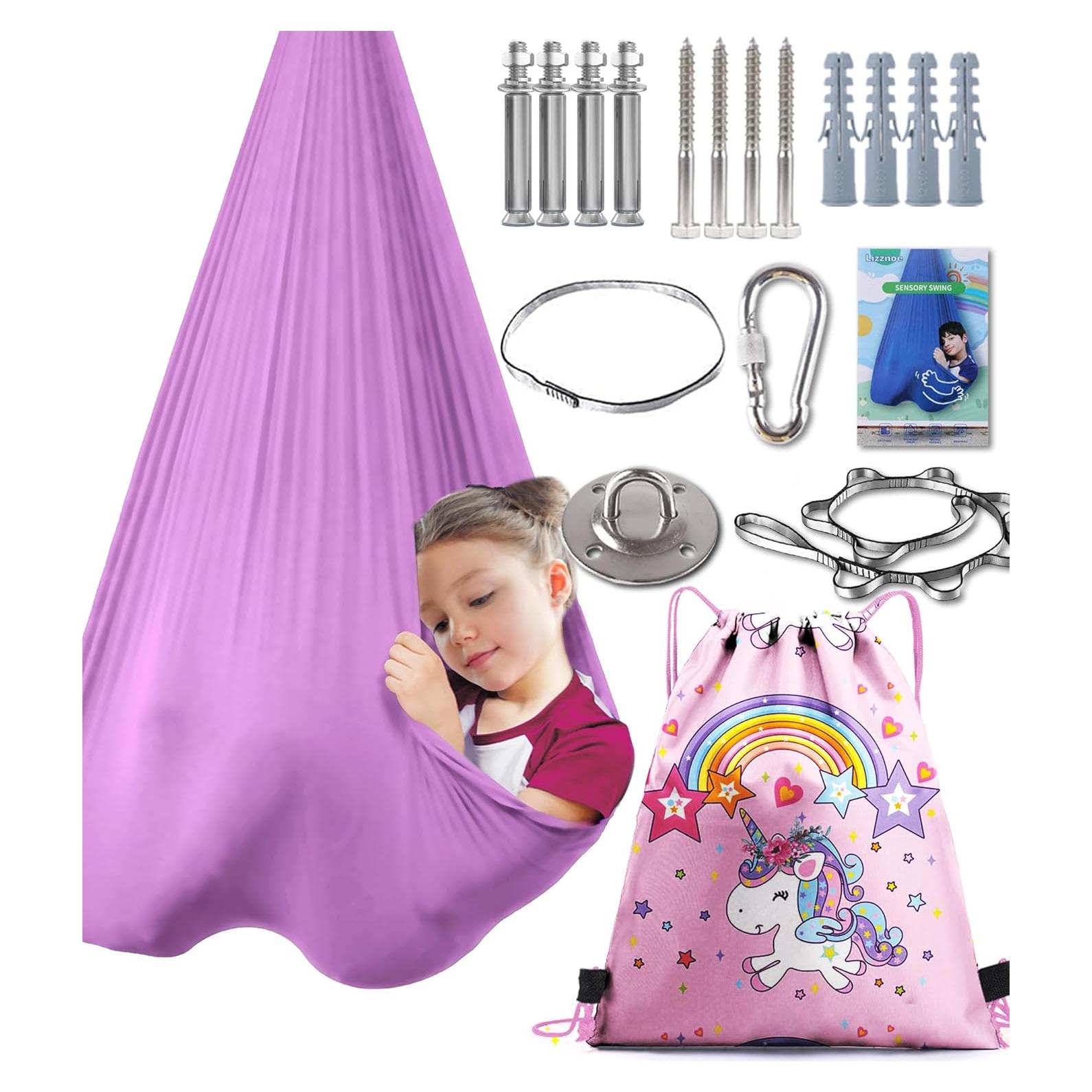 Columpio Sensorial Lizznoe Púrpura 2.79x1.55m para Niños