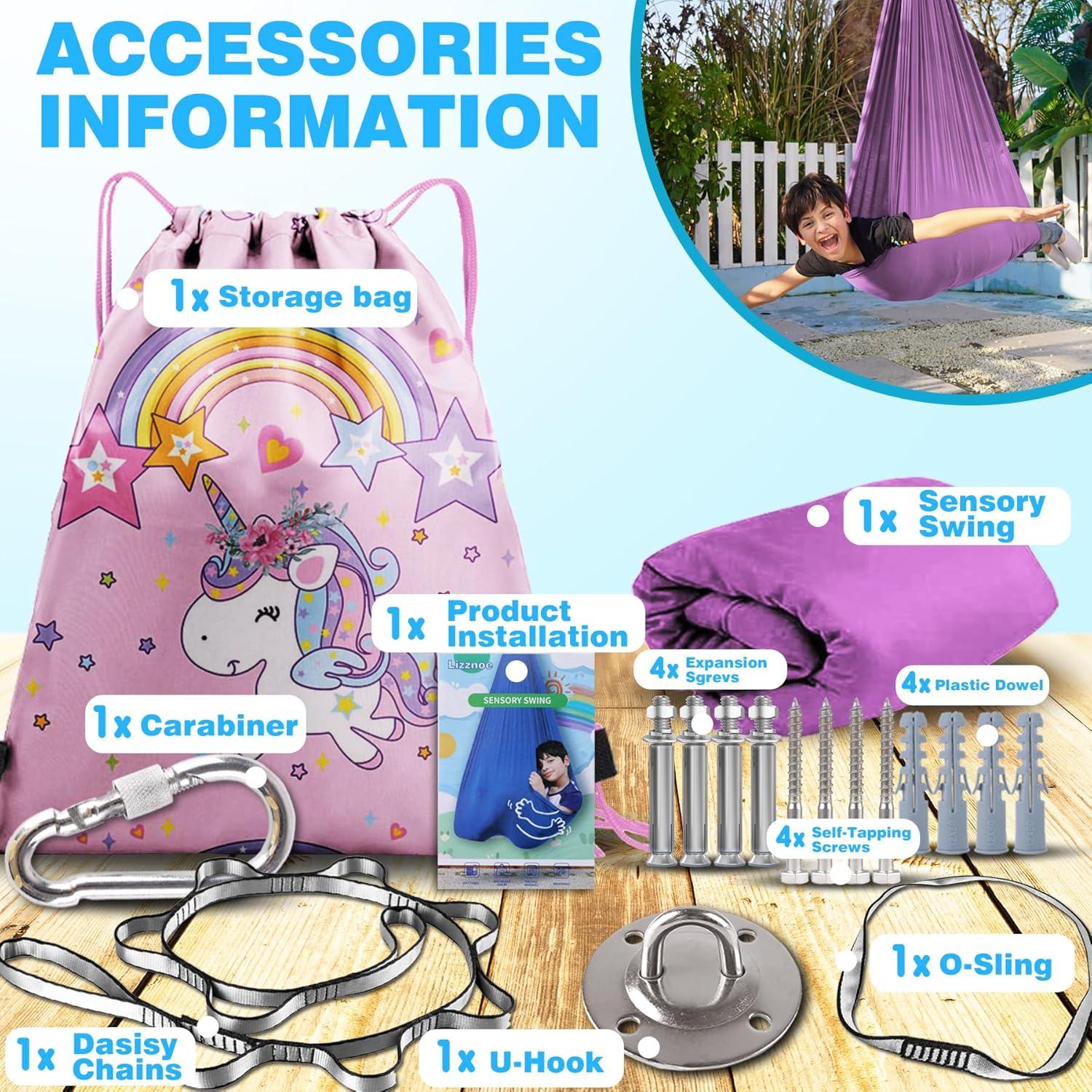 Columpio Sensorial Lizznoe Púrpura 2.79x1.55m para Niños