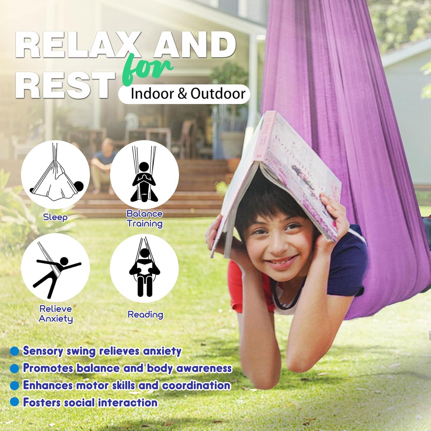 Columpio Sensorial Lizznoe Púrpura 2.79x1.55m para Niños